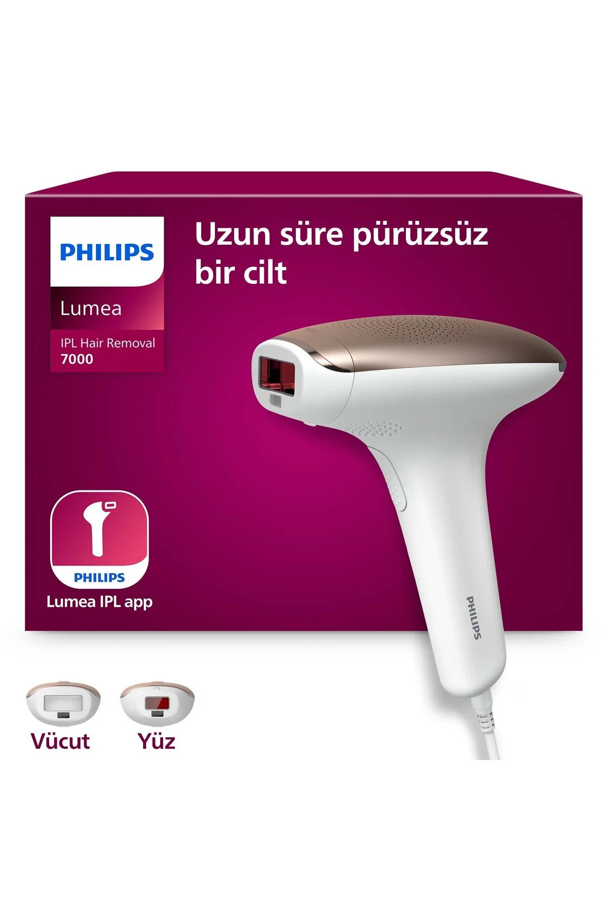 Philips Lumea 7000 Serisi SC1997/00 IPL Tüy Alma,Vücut ve Yüz için 2 Başlık,Çanta
