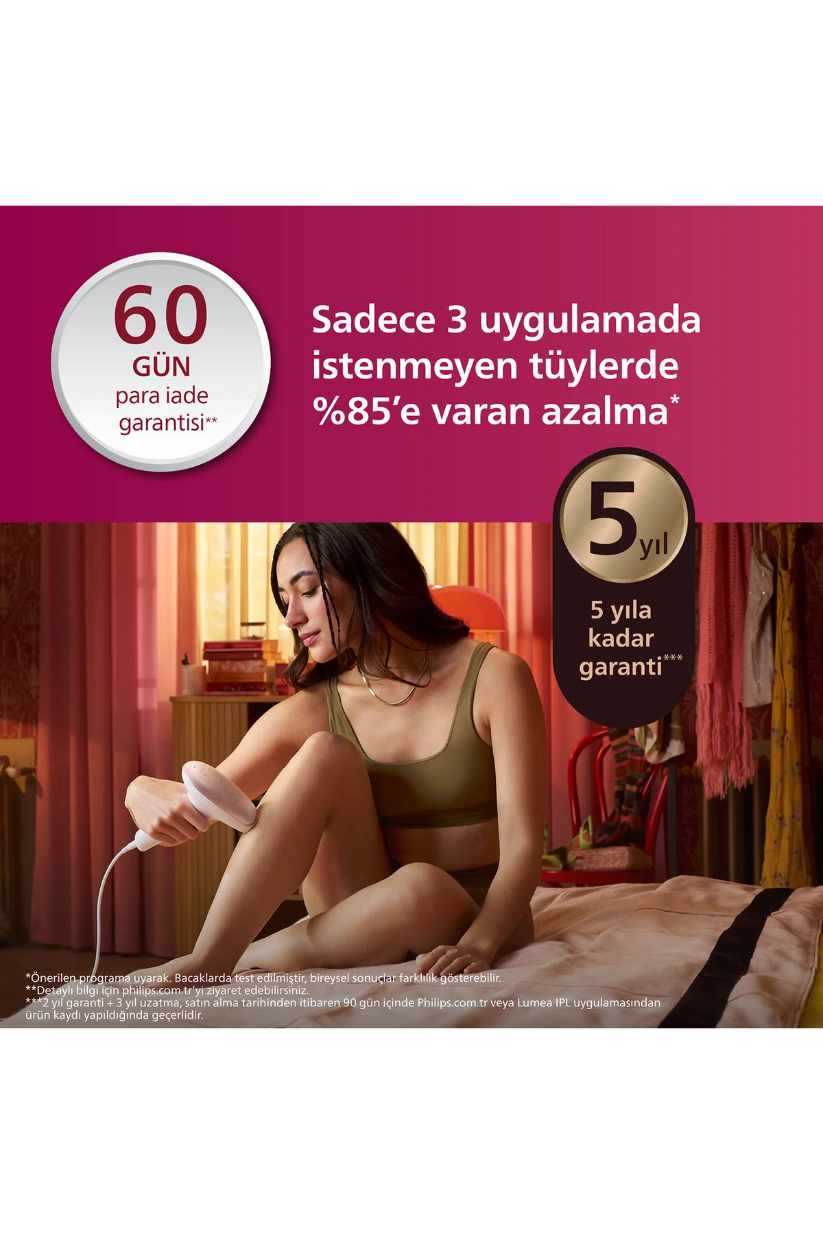 Philips Lumea 7000 Serisi SC1997/00 IPL Tüy Alma,Vücut ve Yüz için 2 Başlık,Çanta