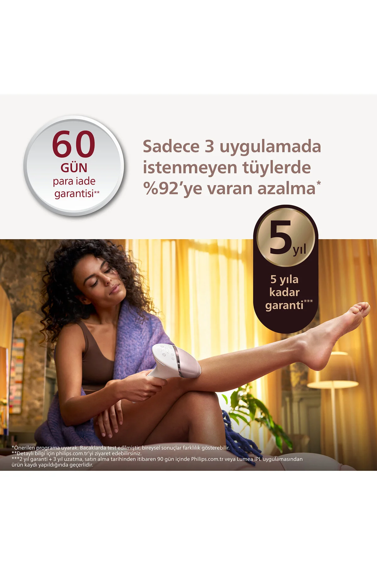Philips Lumea 9900 Serisi BRI950/02 Premium Çanta Hediyeli SET ,Vücut ve Yüz 2 Başlık,450.000 Atım