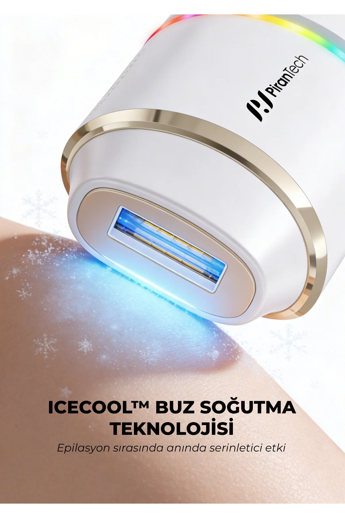 PiranTech BHRL-15 IPL Lazer Epilasyon Cihazı Buz Soğutmalı, 10 Seviye, Kablosuz & Kablolu