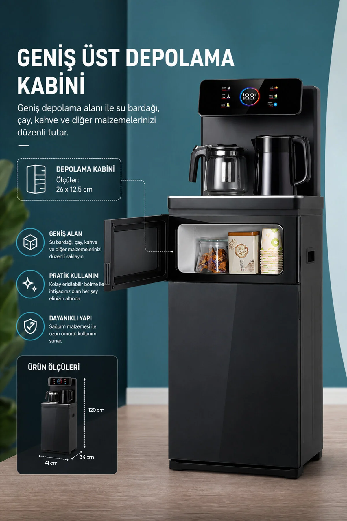 ROBO Akıllı Sıcak Soğuk Su Sebili Çay Kahve İstasyonlu Gizli Damacanalı