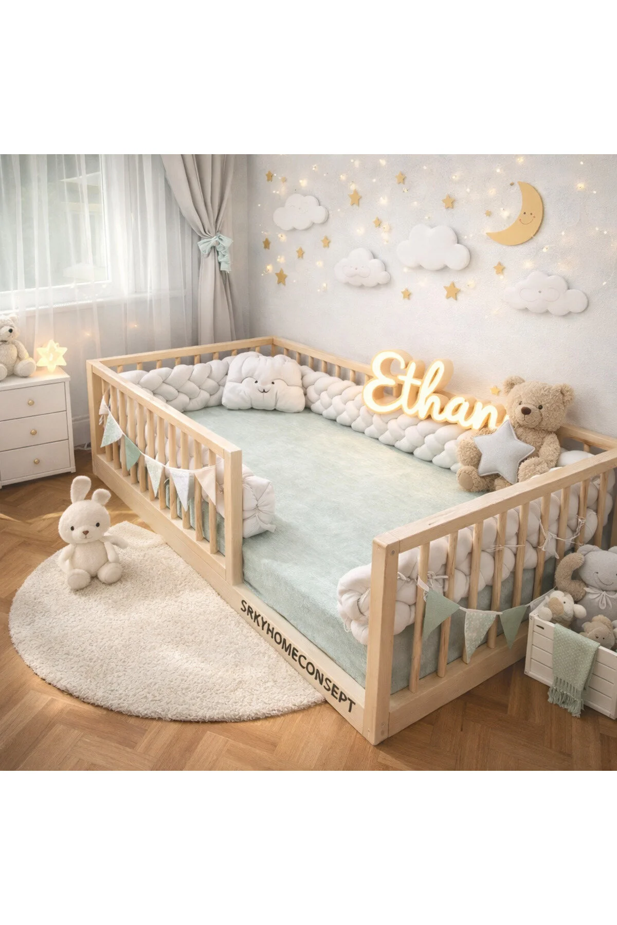 SRKYHOME CONSEPT YUVARLAK ÇITALI BEBEK VE ÇOCUK KARYOLASI