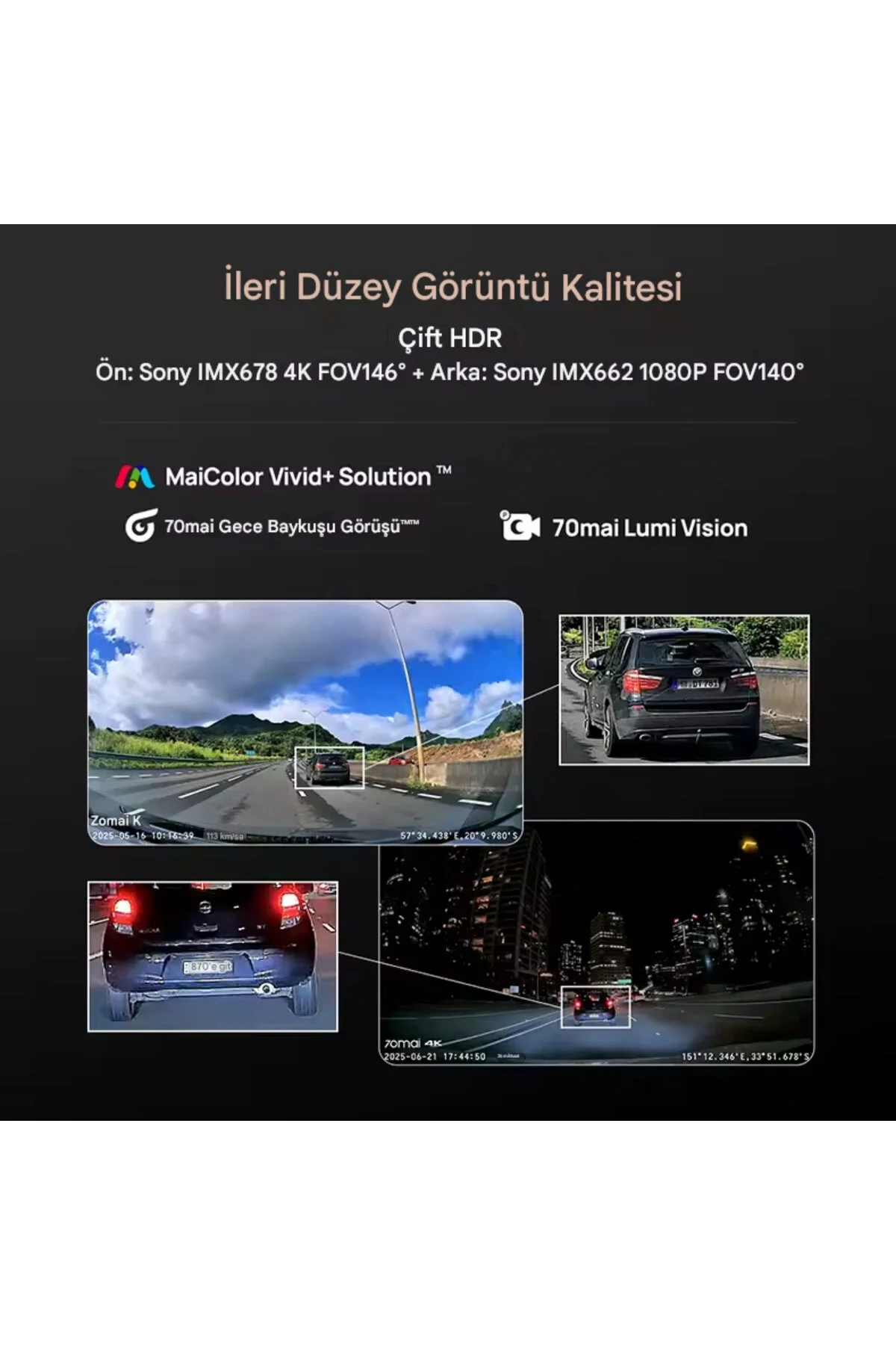70MAİ A810S Ön Kamera + RC24 Arka Kamera