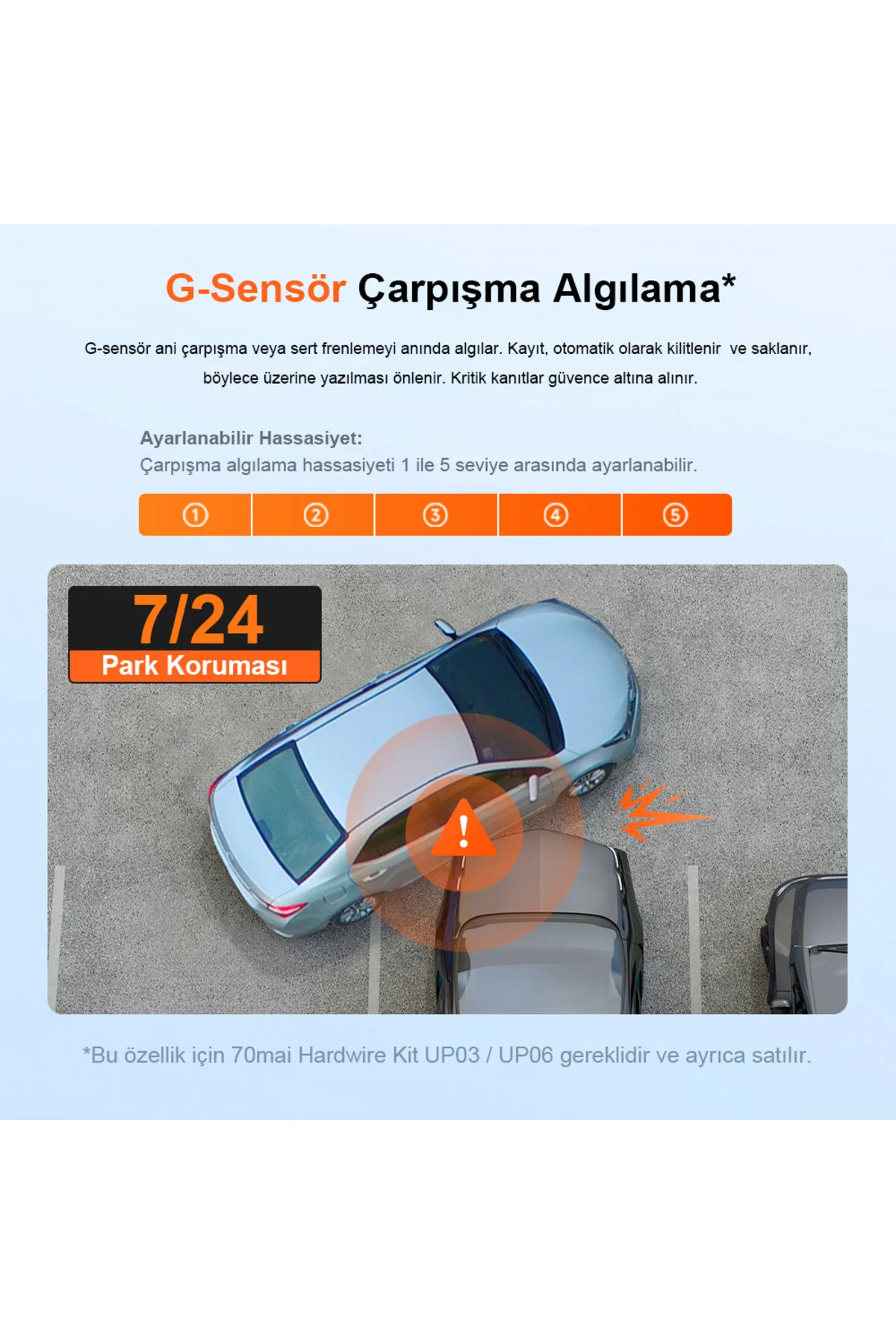 70MAİ Araç Kamerası A410 Ön Kamera+ RC21 Arka Kamera Set 2.5K + 1080P Çift Kamera