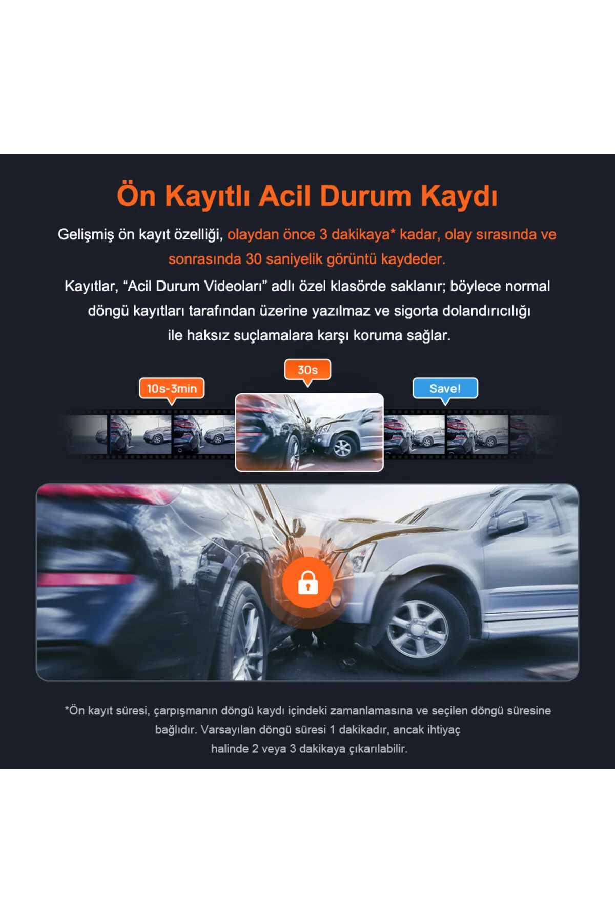 70MAİ Araç Kamerası A800SE Ön Kamera + RC22 Arka Kamera Set 4K Ultra HD, Ön Bellekli Acil Kayıt