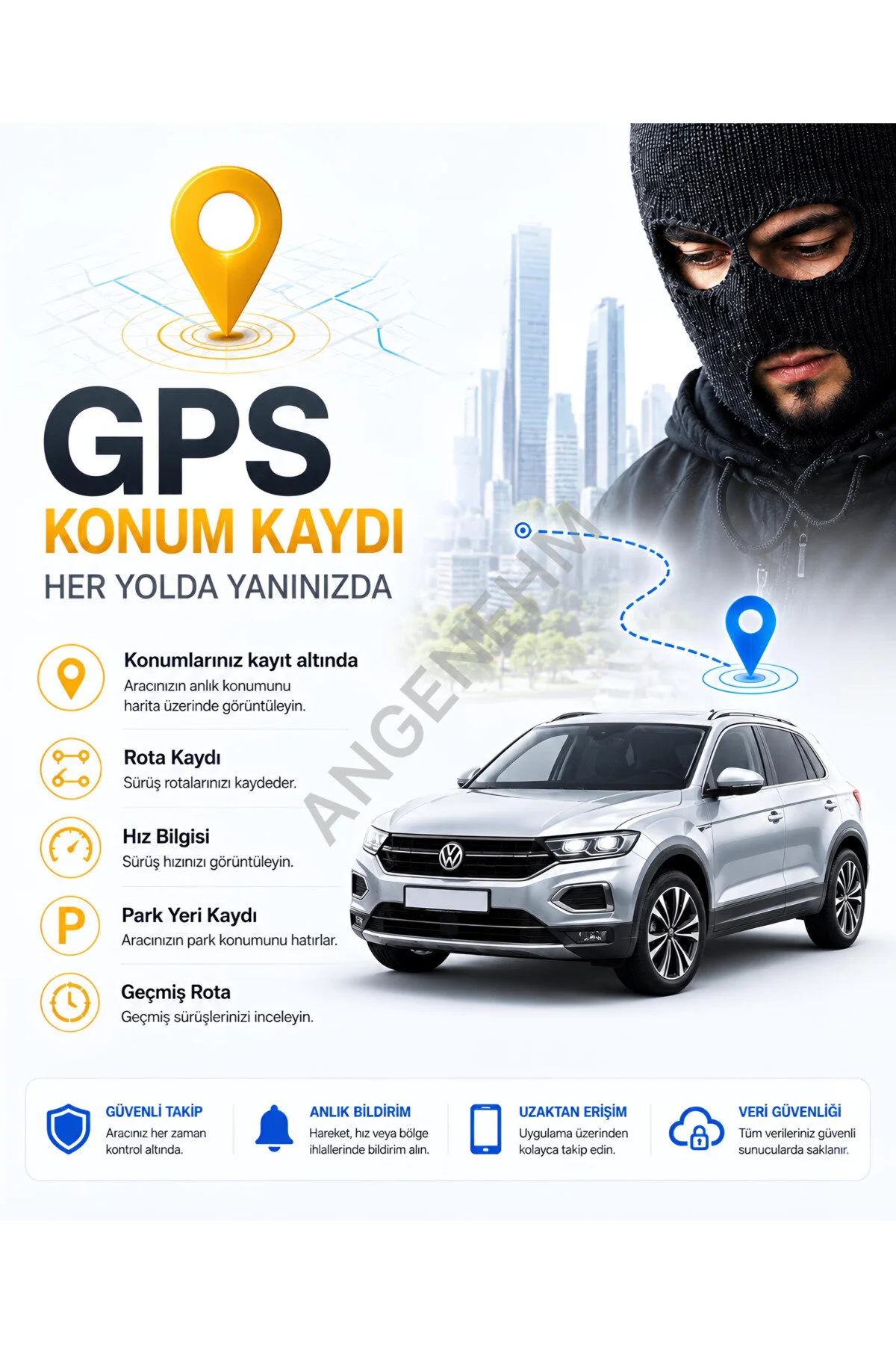 Angenehm Ön Arka İç Geniş Açı Net Görüntü 4K 1080P Full HD Araç İçi Dışı Kamera G Sensör Wifi GPS 3 Kamera