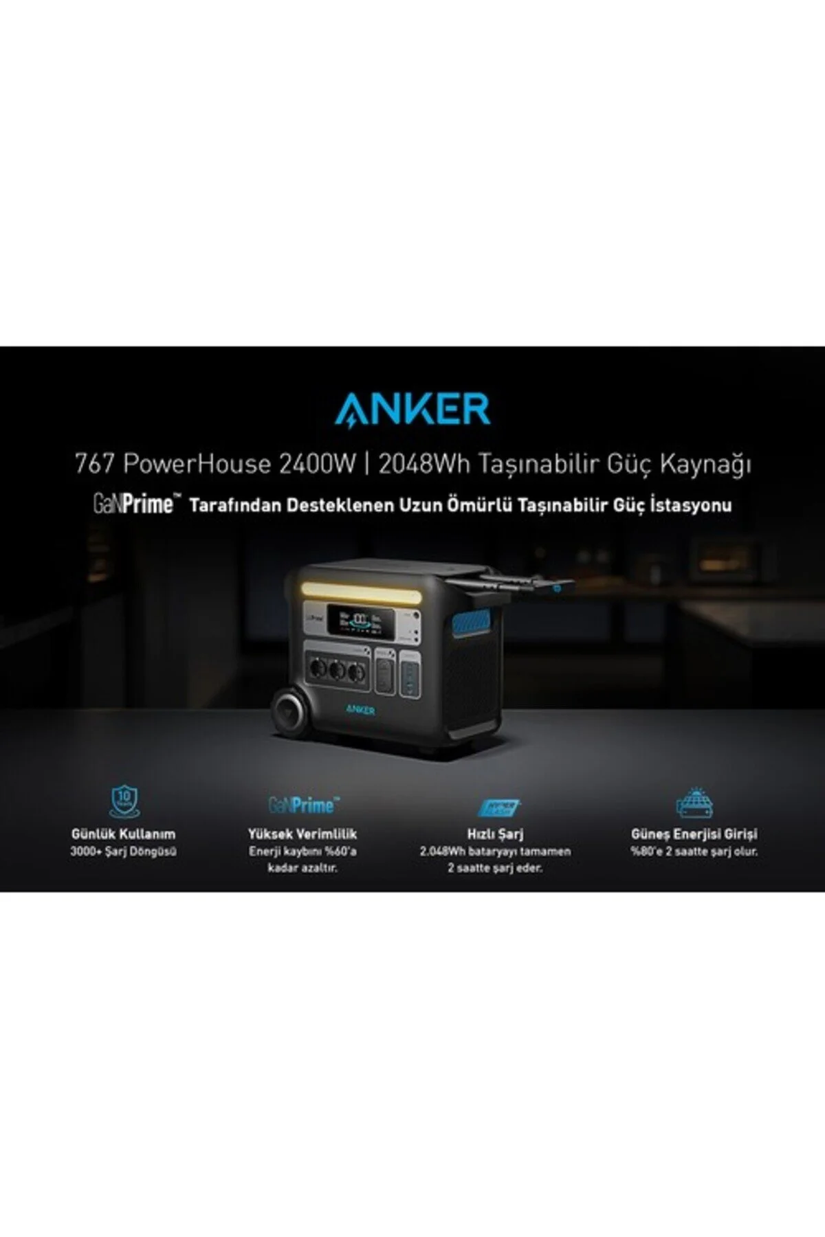 Anker Solix 767 Taşınabilir Güç Kaynağı 2048wh 2400w Ev Karavan Ve Dış Mekan Kullanımı Için Lif
