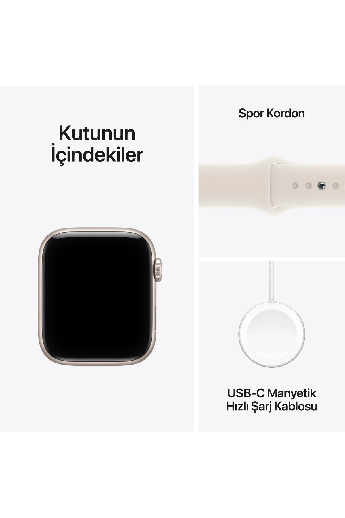 Apple Watch SE 3 GPS, 40mm Yıldız Işığı Alüminyum Kasa ve Yıldız Işığı Spor Kordon - S/M