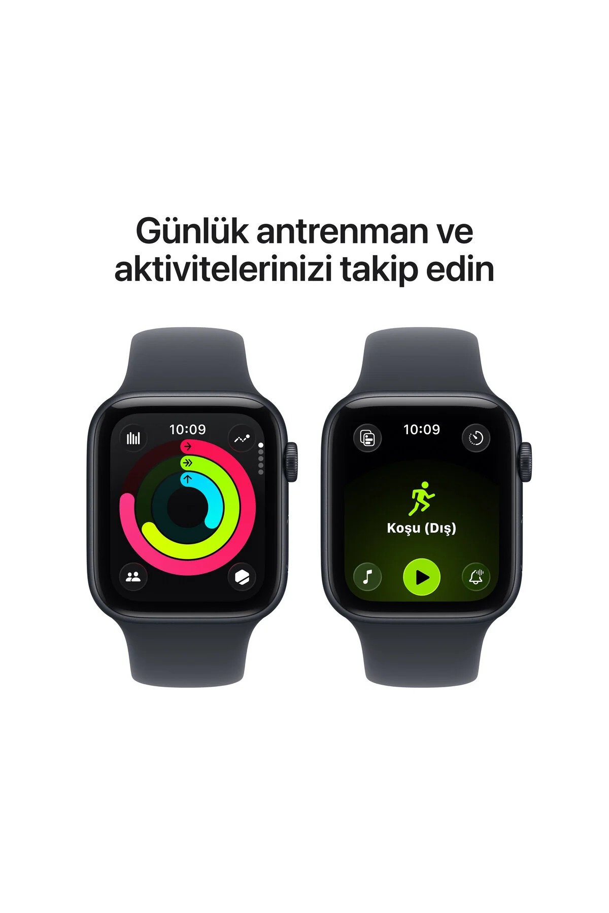 Apple Watch SE 3 GPS, 44mm Gece Yarısı Alüminyum Kasa ve Gece Yarısı Spor Kordon - M/L