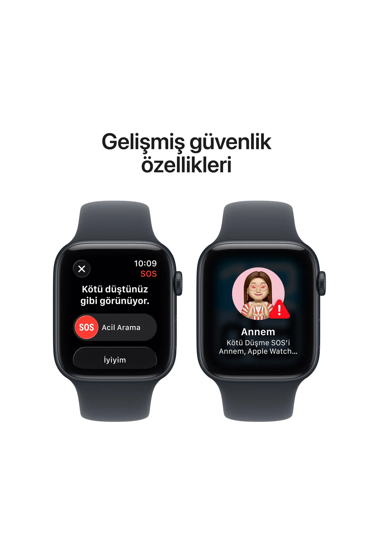 Apple Watch SE 3 GPS, 44mm Gece Yarısı Alüminyum Kasa ve Gece Yarısı Spor Kordon - M/L