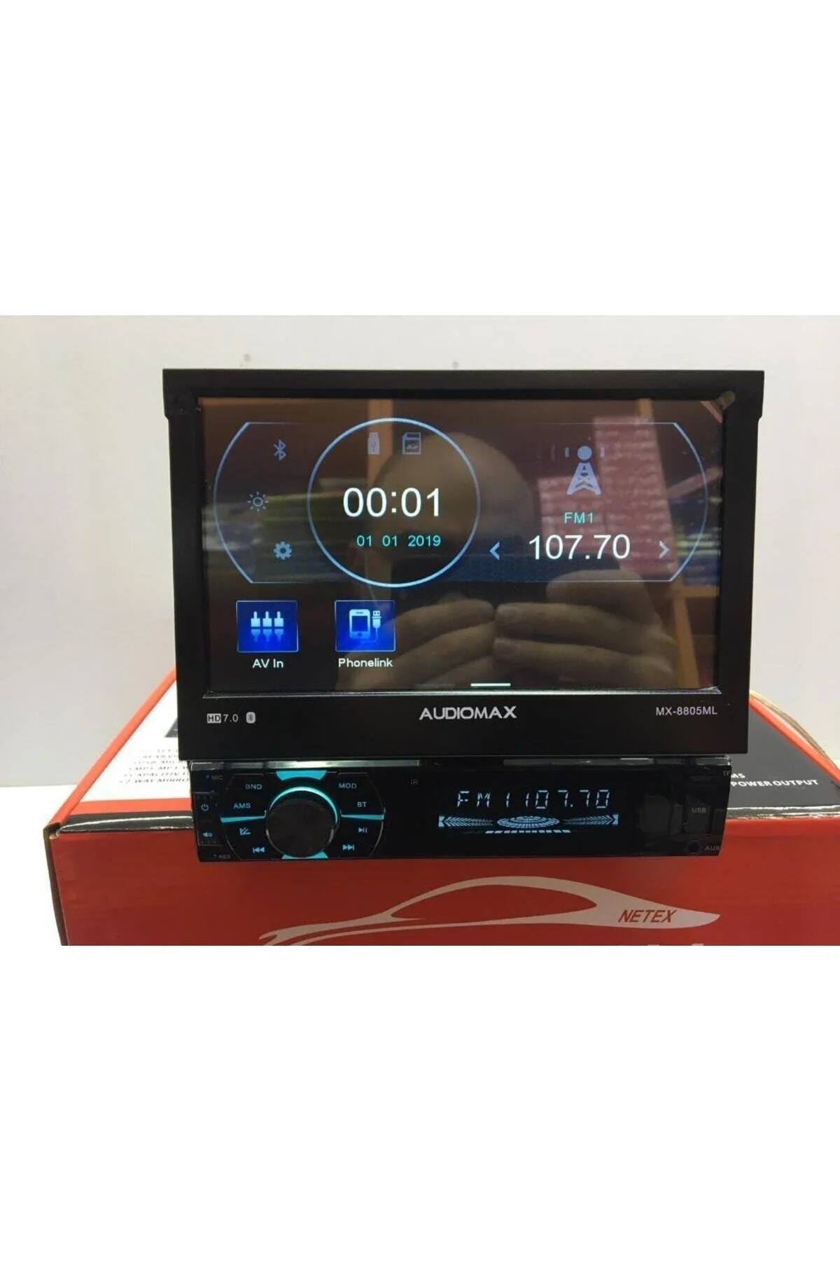 Audiomax Mx-8803ml Indash Oto Teyp Gizli Ekran 7" Ful Hd Ekran Usb Sd Aux Bt Mıror