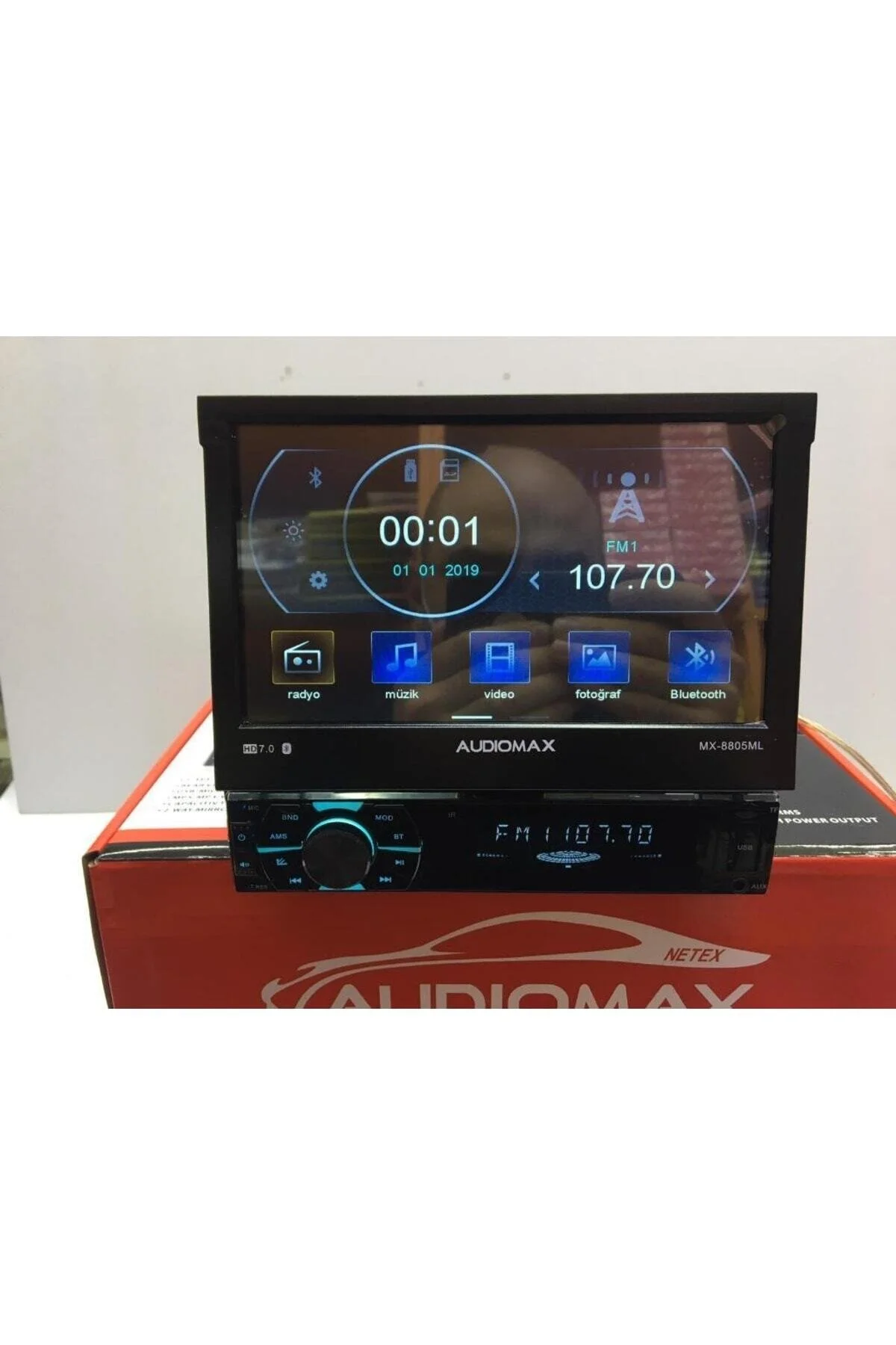Audiomax Mx-8803ml Indash Oto Teyp Gizli Ekran 7" Ful Hd Ekran Usb Sd Aux Bt Mıror