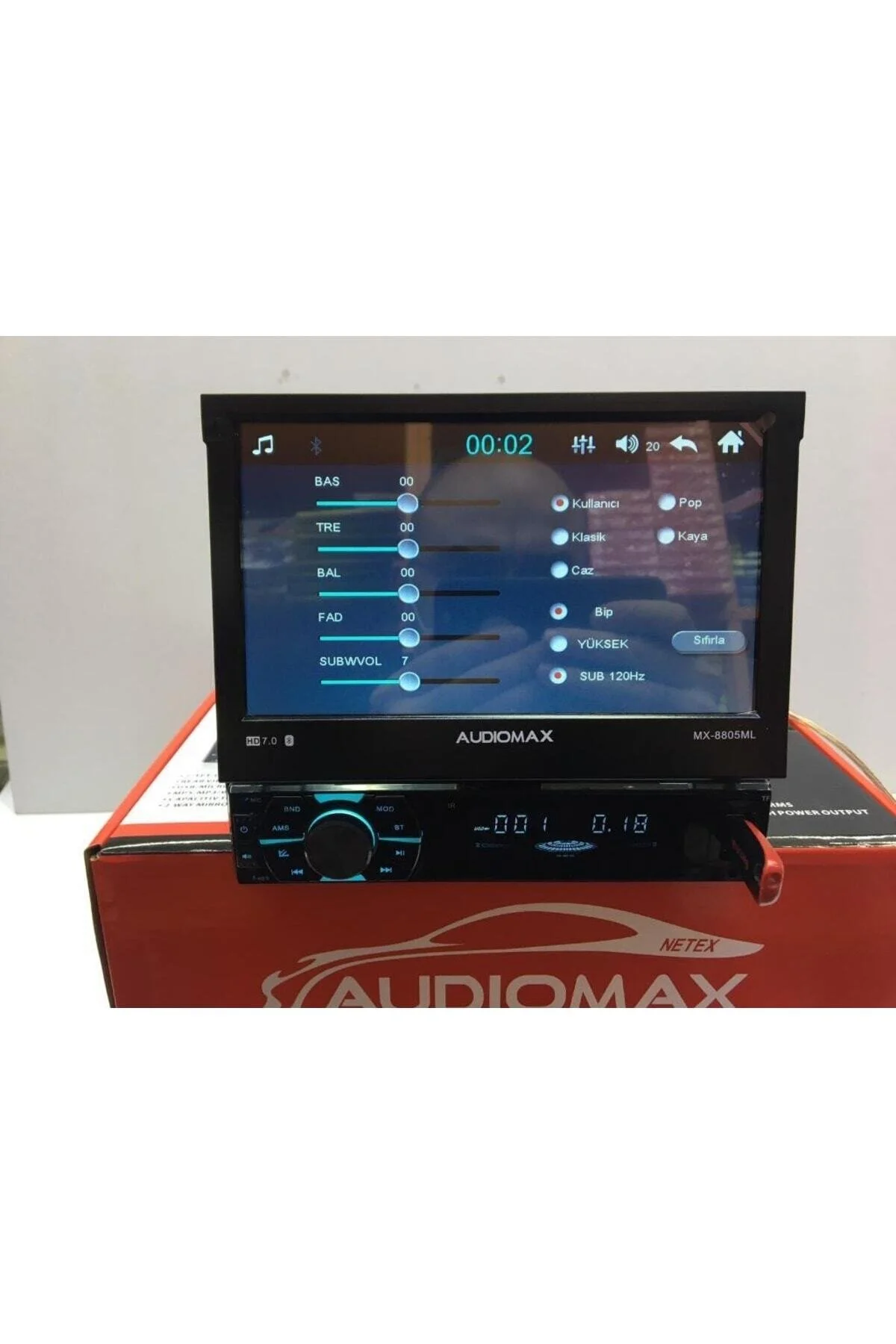 Audiomax Mx-8803ml Indash Oto Teyp Gizli Ekran 7" Ful Hd Ekran Usb Sd Aux Bt Mıror