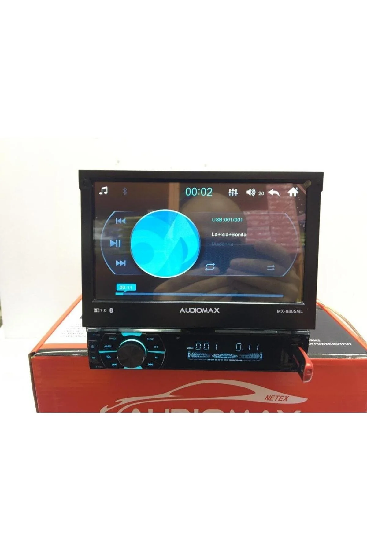 Audiomax Mx-8803ml Indash Oto Teyp Gizli Ekran 7" Ful Hd Ekran Usb Sd Aux Bt Mıror