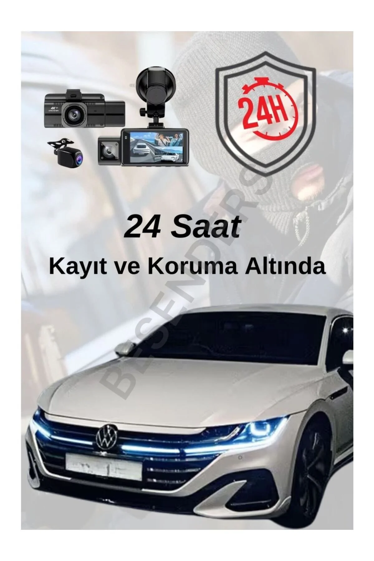 Besenders F6 4K 1080P Full HD 3 Kameralı GPS Wifi G Sensör Gece Görüşlü Ön Arka İç Kayıt Araç İçi Dışı Kamera