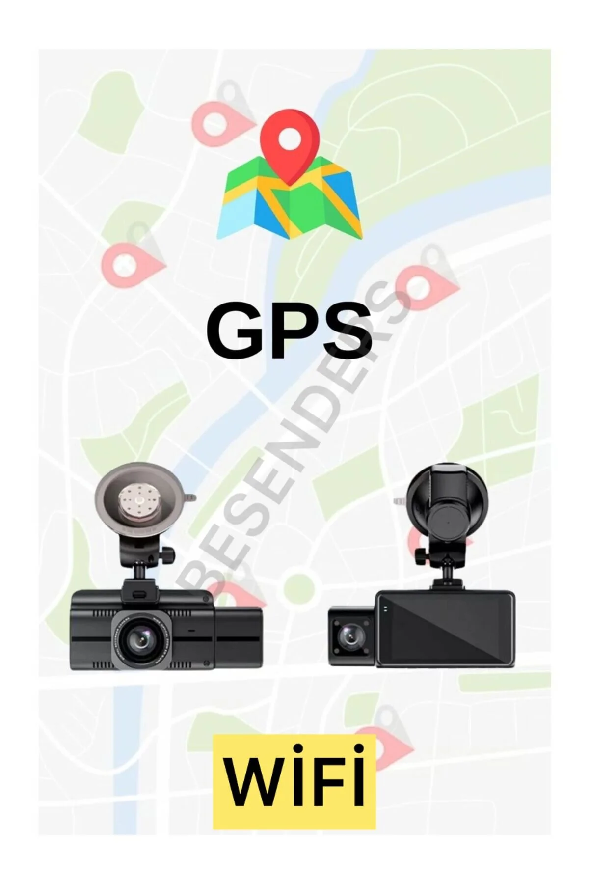 Besenders F6 4K 1080P Full HD 3 Kameralı GPS Wifi G Sensör Gece Görüşlü Ön Arka İç Kayıt Araç İçi Dışı Kamera