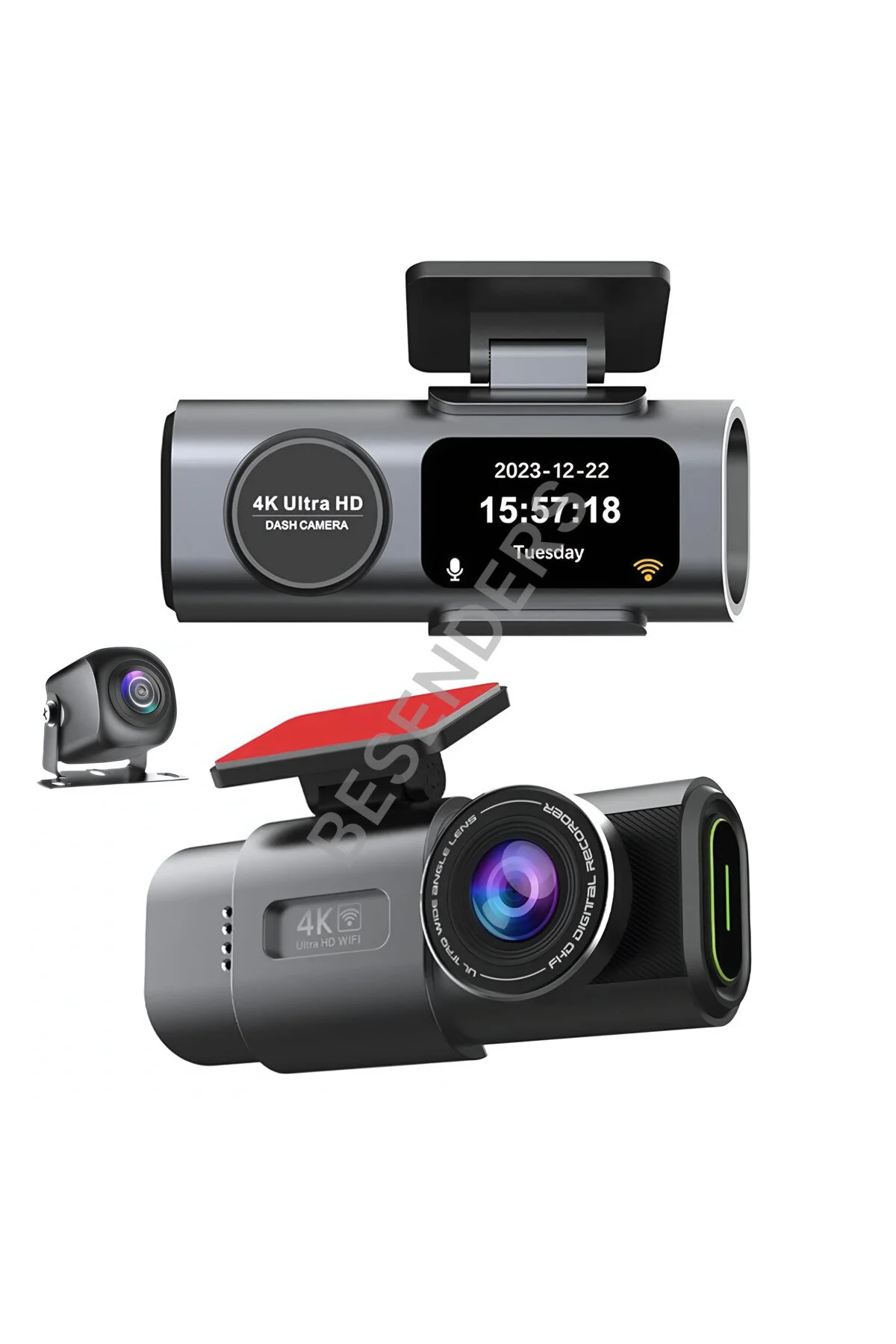 Besenders L308 4K 1080P Full HD Çift Kamera GPS Wifi G Sensör Gece Görüş Ön Arka İç Kayıt Araç İçi Dışı Kamera