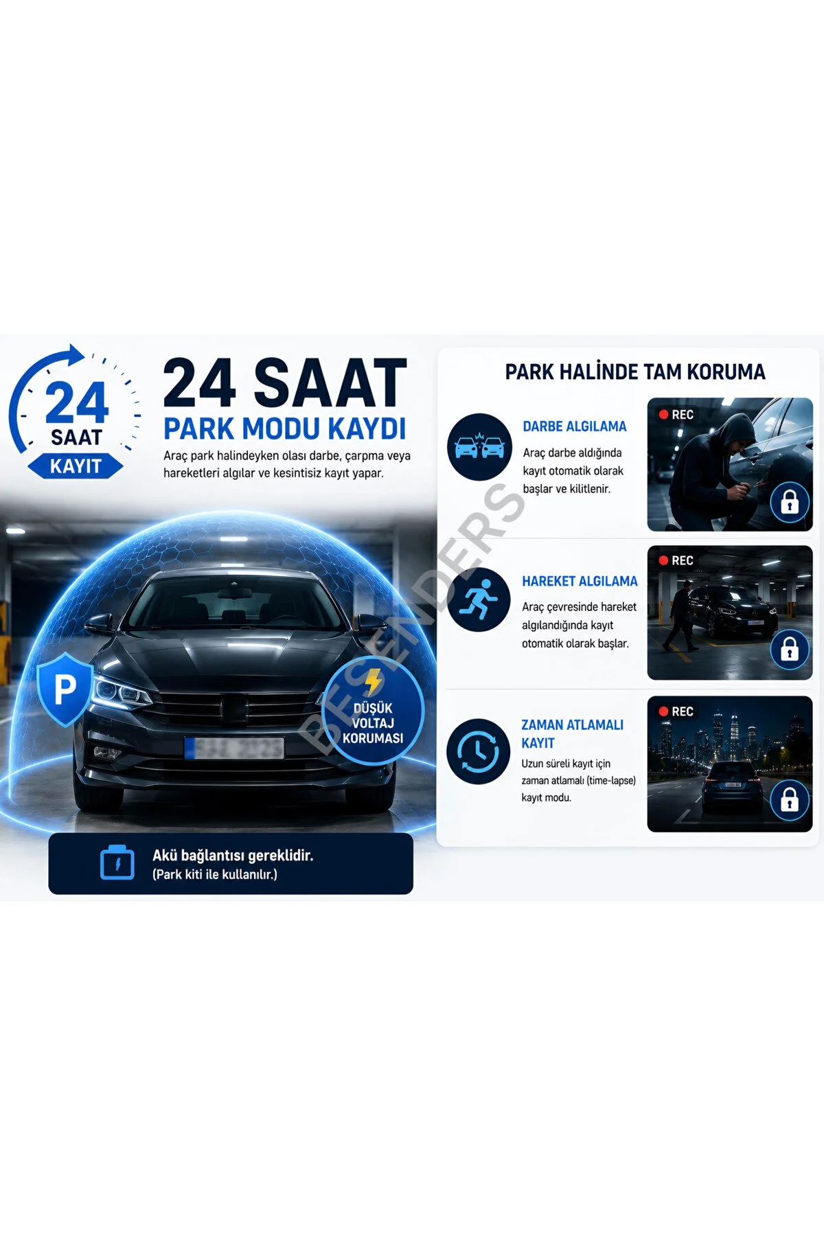 Besenders L308 4K 1080P Full HD Çift Kamera GPS Wifi G Sensör Gece Görüş Ön Arka İç Kayıt Araç İçi Dışı Kamera