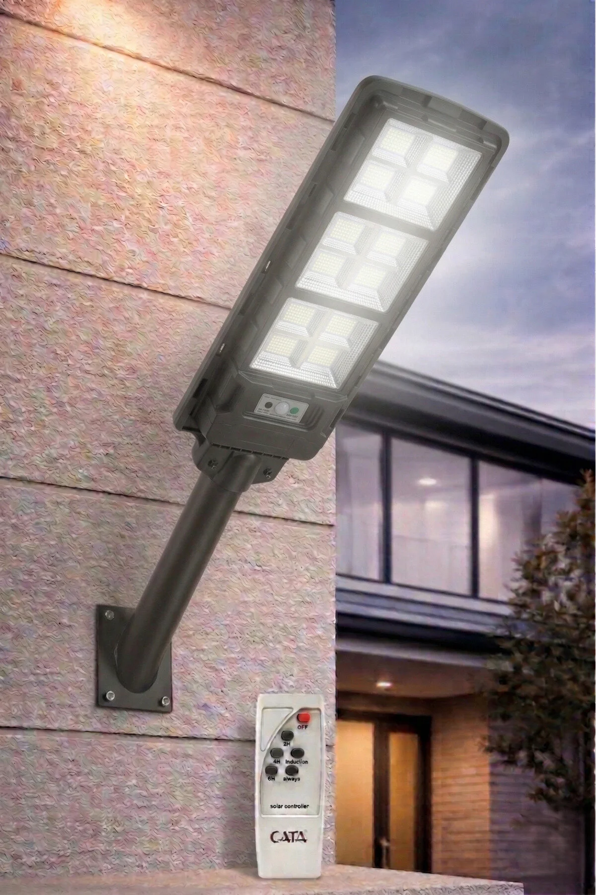 Cata CT 4642 Solar Güneş Enerjili 300W Sensörlü Sokak Armatür 6400K Beyaz Işık