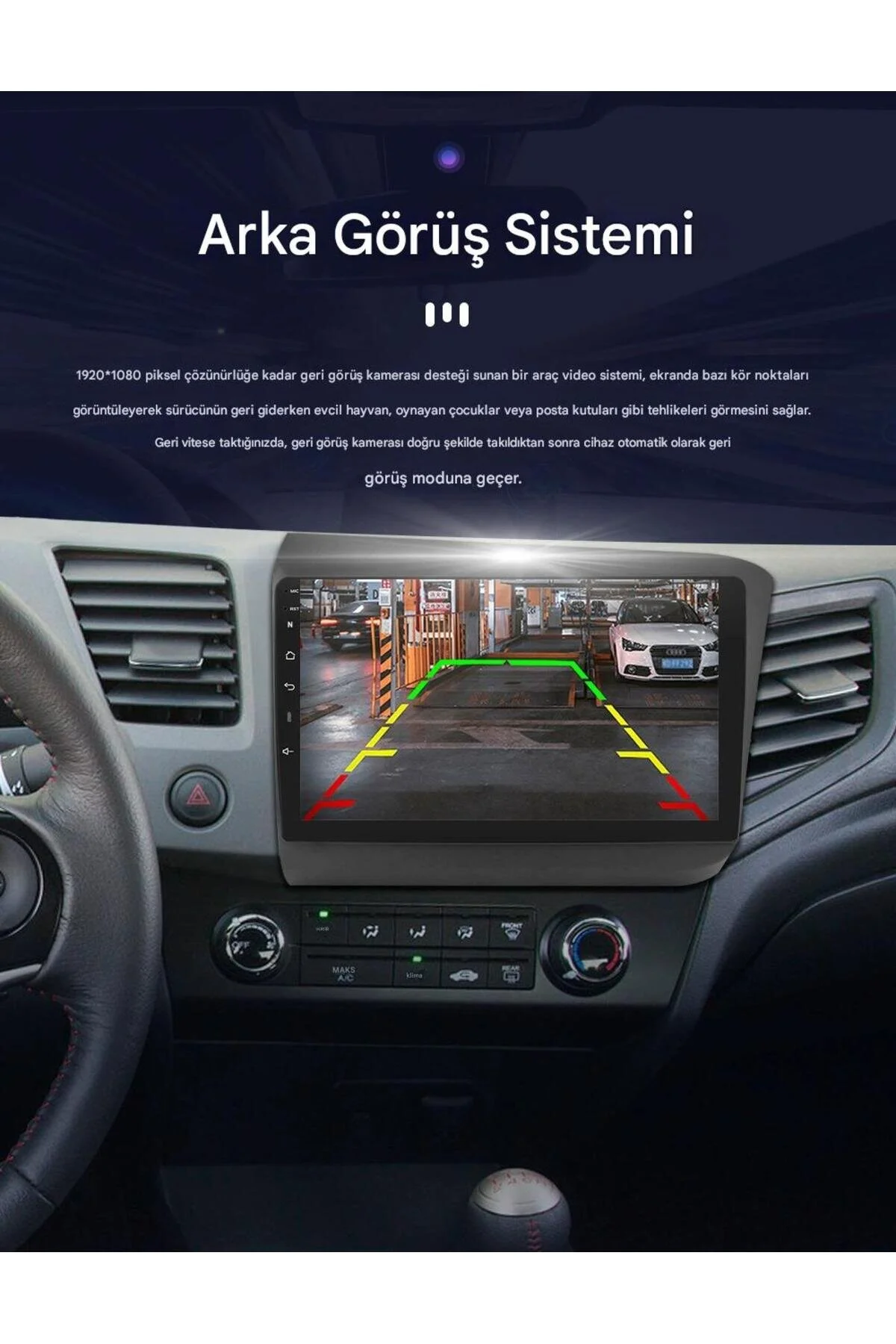 coni Honda Civic FB7 2012-2015 Uyumlu Android Navigasyon Multimedya Tesla Ekran Kablosuz CarPlay Android Auto Kameralı 6GB RAM 128GB