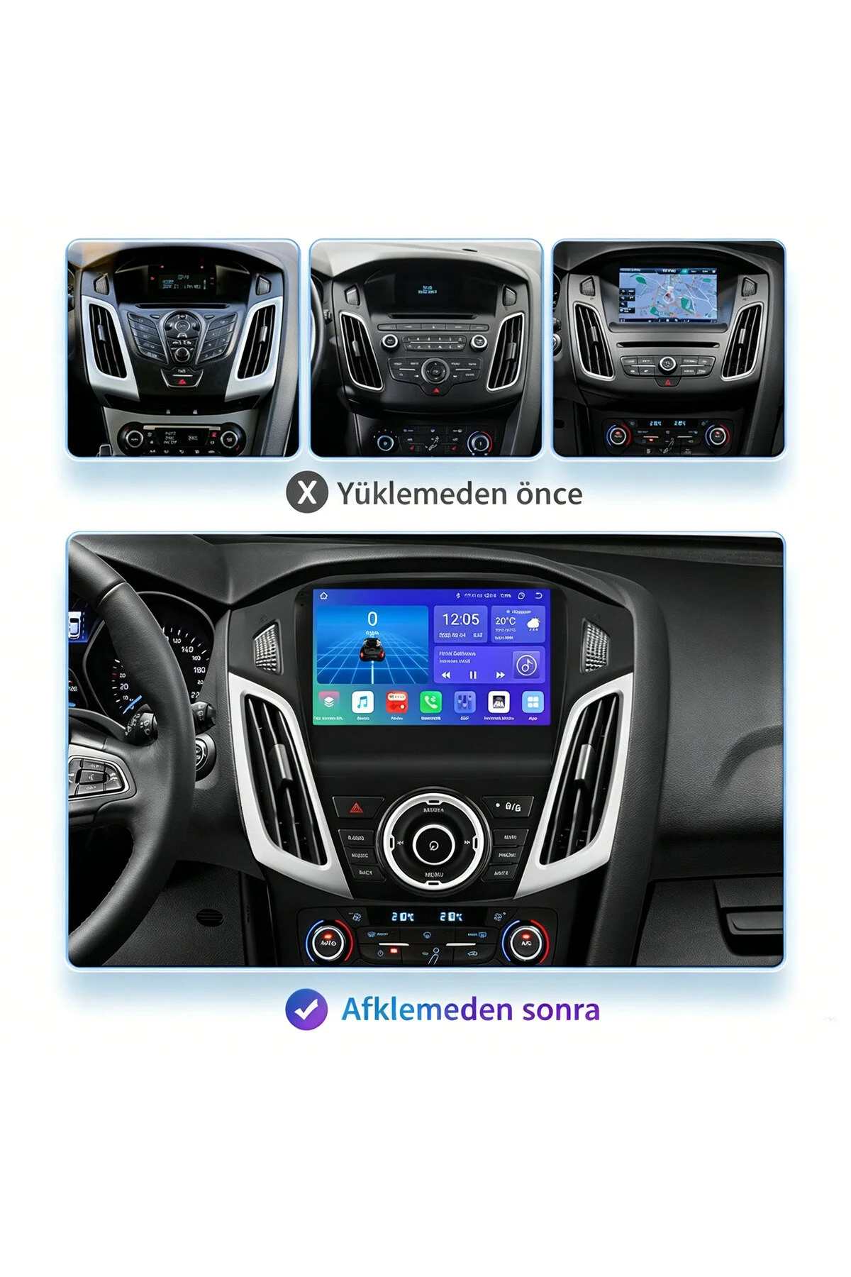 CONION Ford Focus 3/4 2012-2018 Uyumlu 9 İnç Ekran Android 14 Kablosuz Carplay 4GB Ram 32GB Rom Navigasyon Multimedya