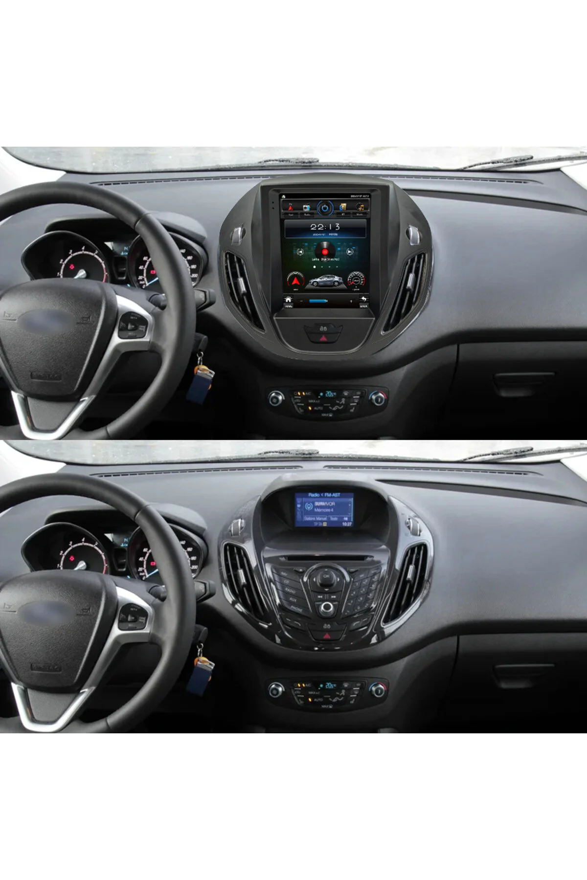 CONION Ford Tourneo Courier 2014-2023 Uyumlu 9.7 İnç Tesla Ekran Android 14 Multimedya Navigasyon Kablosuz CarPlay Android Auto Geri Görüş Kameralı 4GB RAM 64GB Hafıza