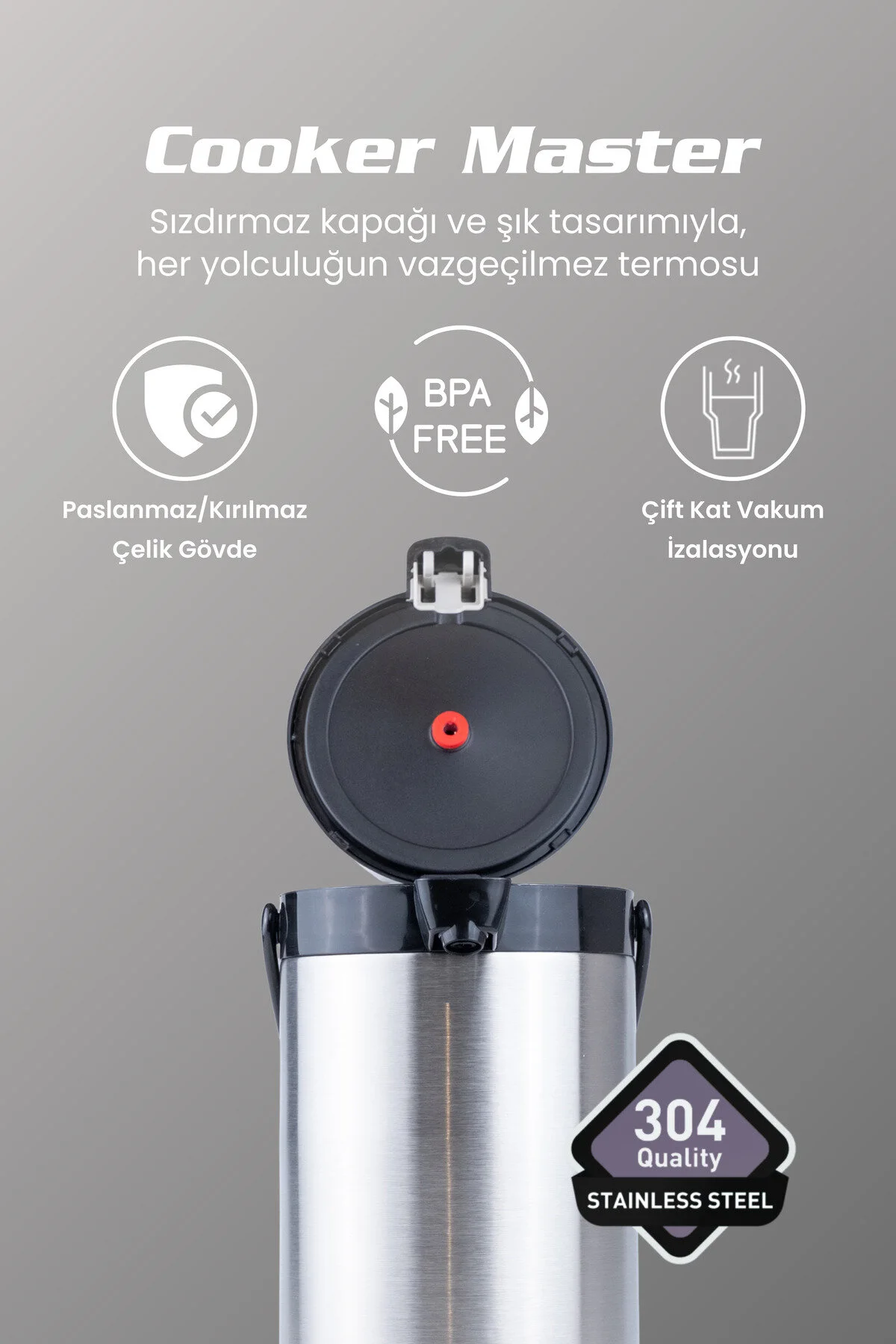 Cooker 4.5 Litre Paslanmaz Çelik Pompalı Termos CKR2009