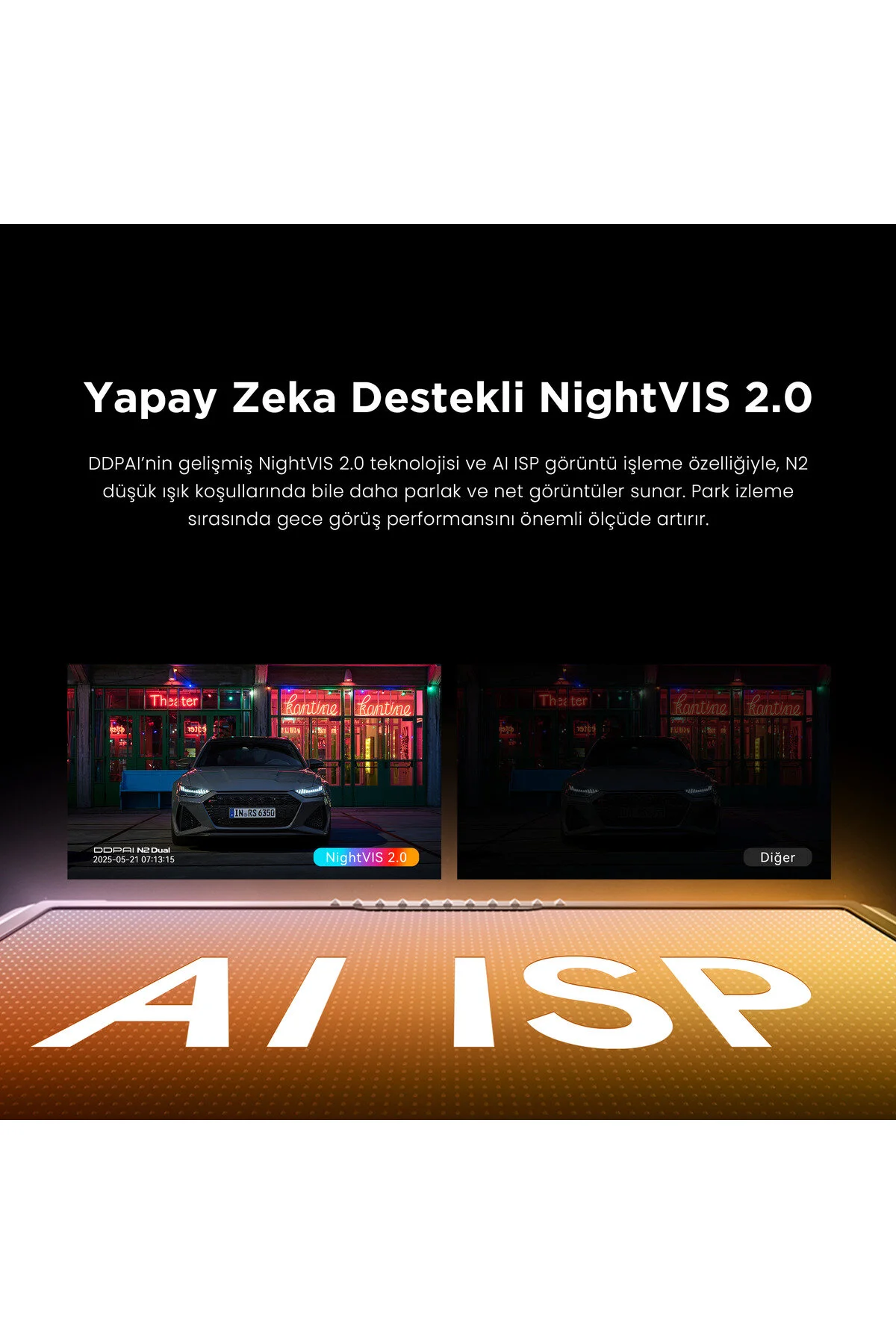 DDPAI N2 Dual Araç Kamerası 2K Ön Arka WiFi Gece Görüş Park Modu