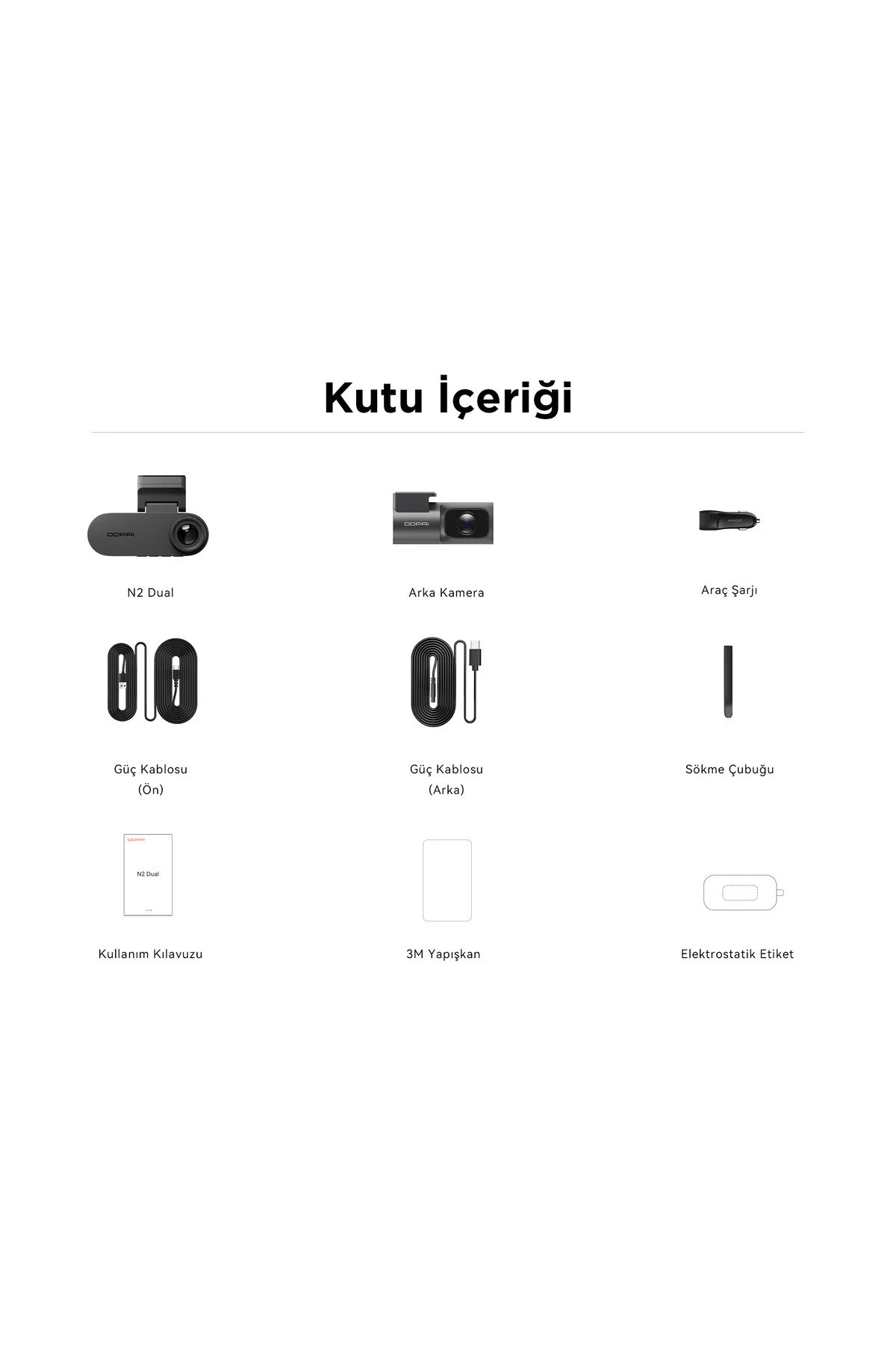 DDPAI N2 Dual Araç Kamerası 2K Ön Arka WiFi Gece Görüş Park Modu