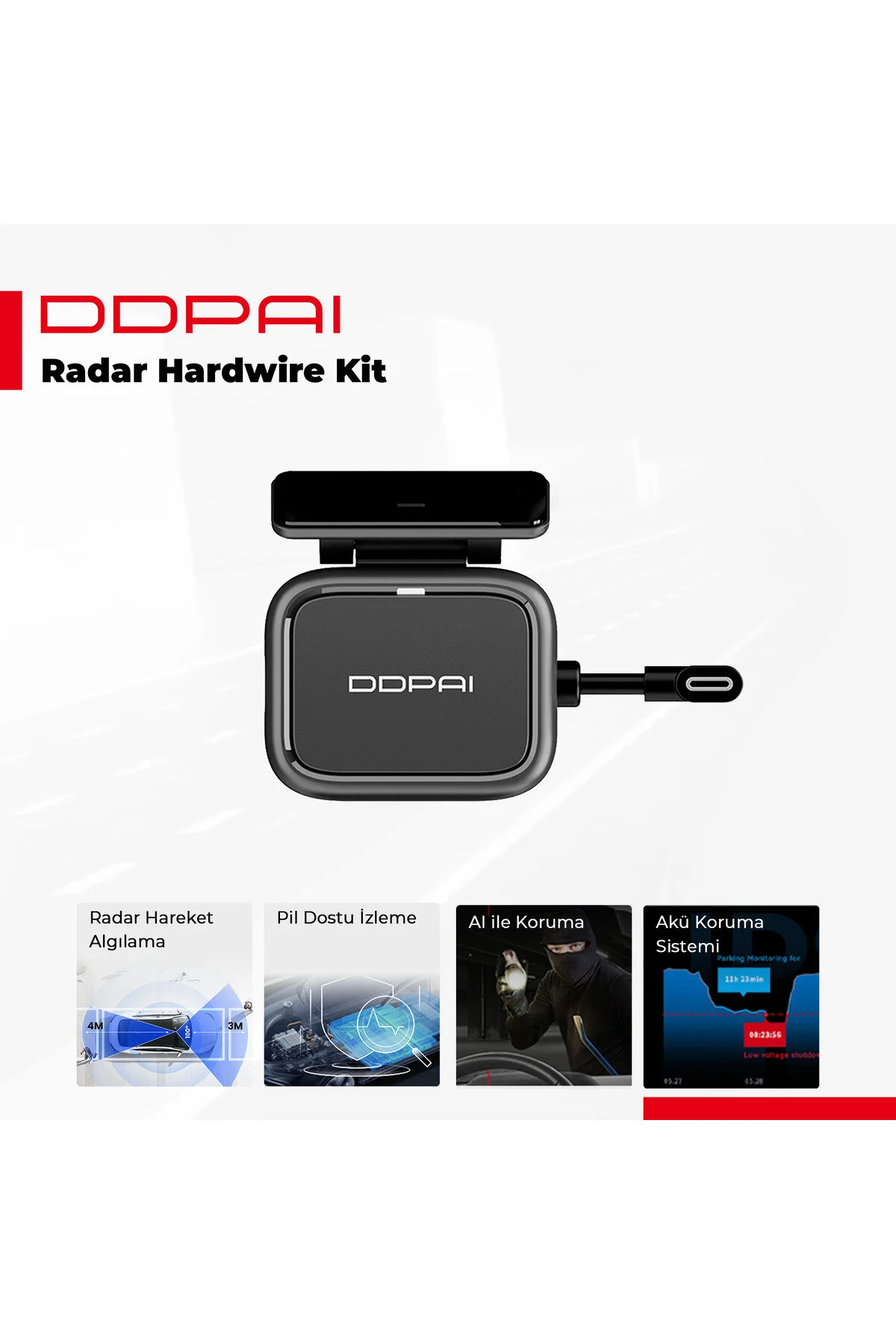 DDPAI N5 Dual Araç Içi Kamera Radar Modülü Kablolu kit