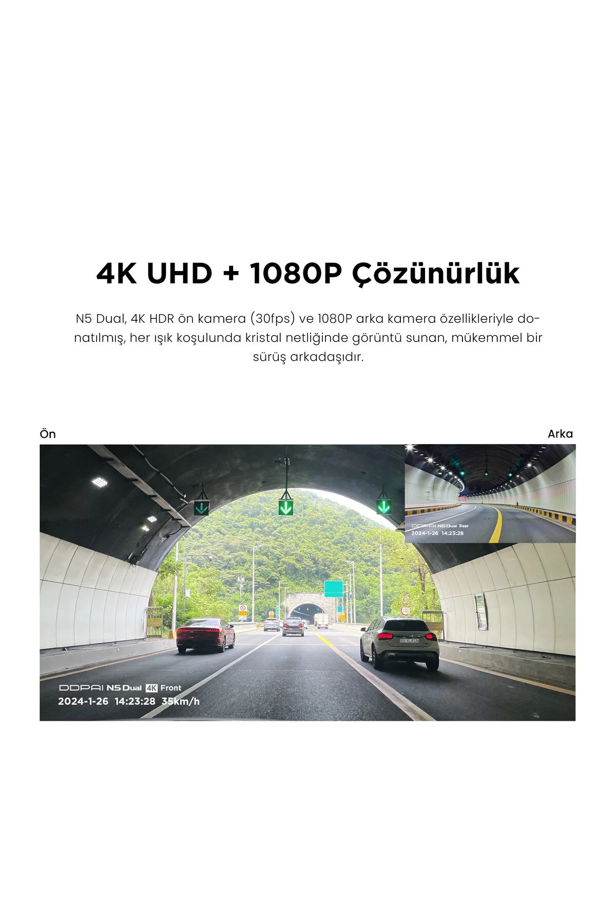 DDPAI N5 Dual Araç Kamerası Ön Arka Kamera 4K Kayıt WiFi GPS
