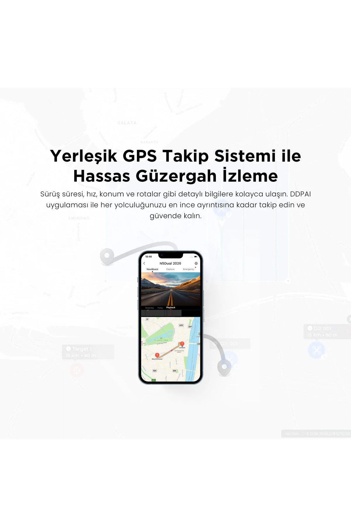 DDPAI N5 Dual Araç Kamerası Ön Arka Kamera 4K Kayıt WiFi GPS
