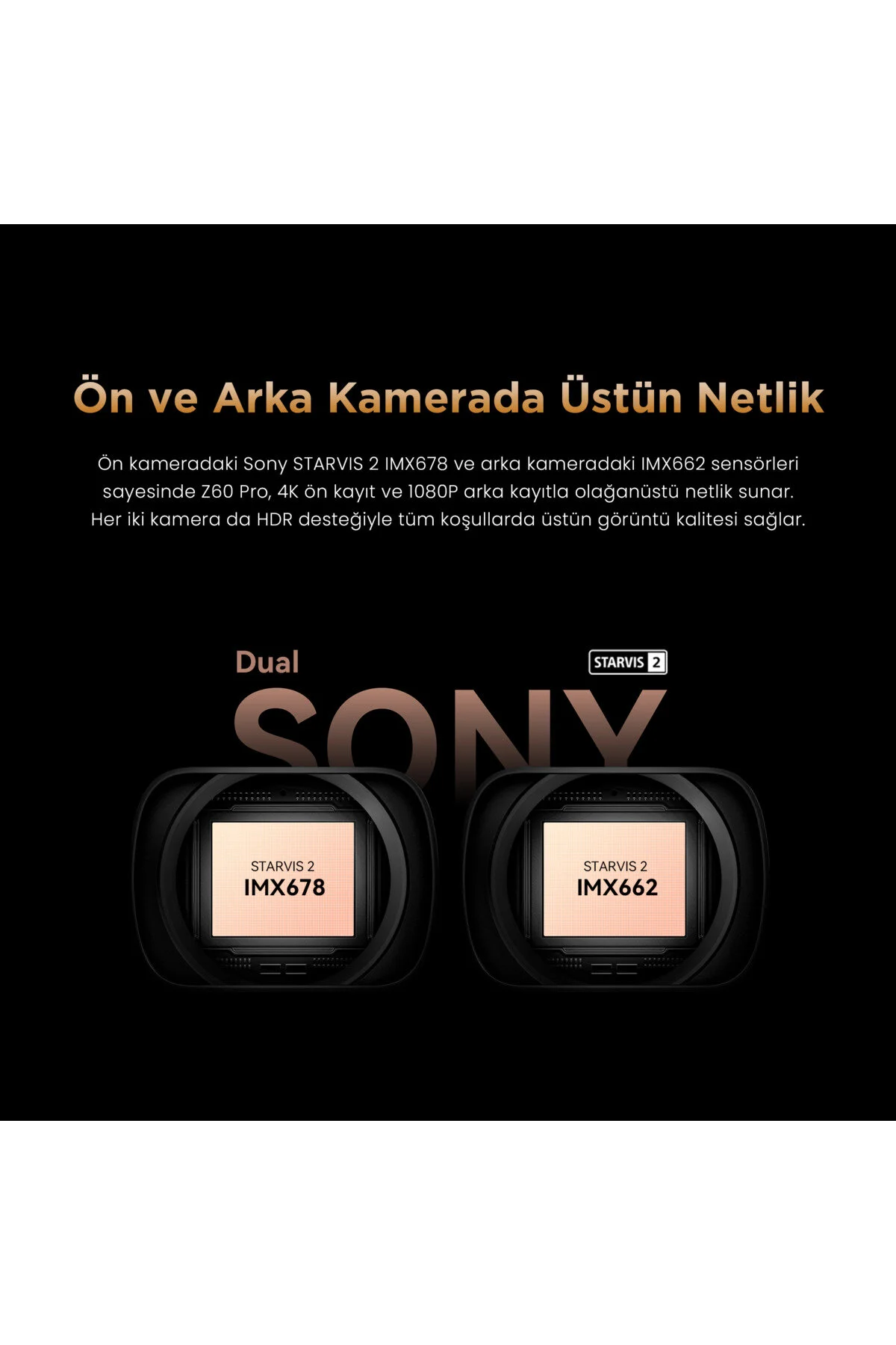 DDPAI Z60 Pro Dual Araç Kamerası Ön Arka Kamera 4K Kayıt WiFi GPS