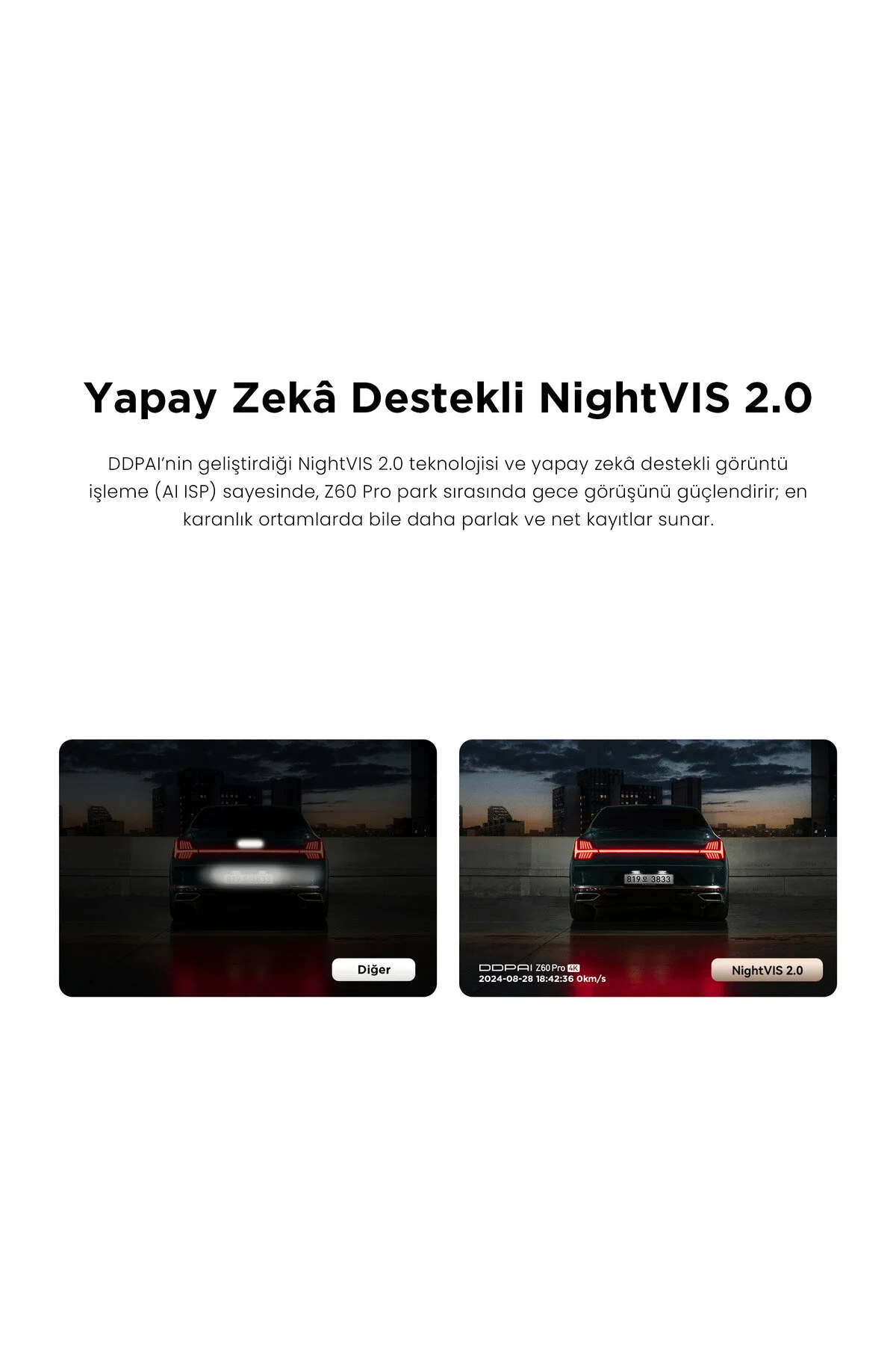 DDPAI Z60 Pro Dual Araç Kamerası Ön Arka Kamera 4K Kayıt WiFi GPS