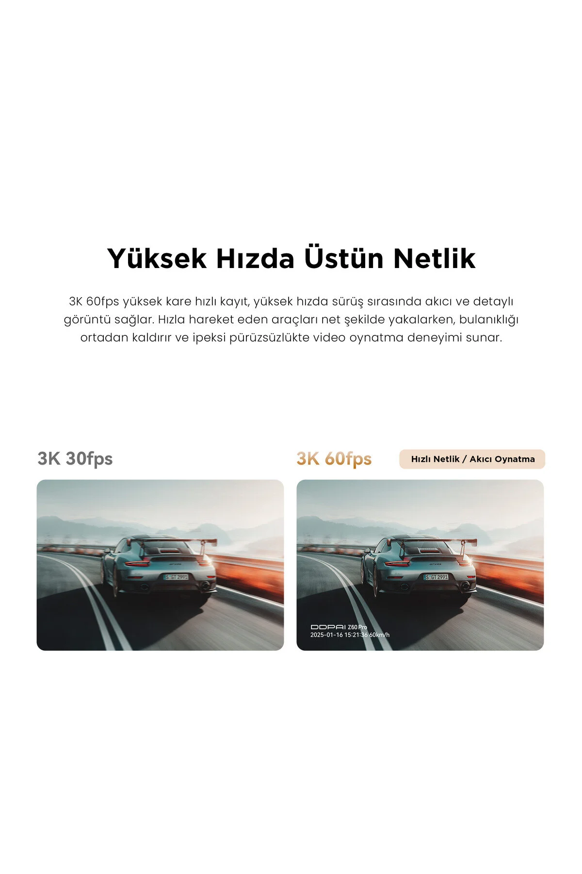 DDPAI Z60 Pro Dual Araç Kamerası Ön Arka Kamera 4K Kayıt WiFi GPS