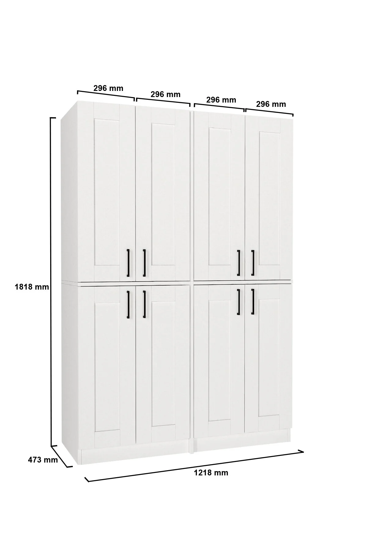 Dorpek 4 Kapaklı Gardırop - 182 cm Y, 122 cm G - Genç Odası ve Yatak Odası Gardırop | Arden