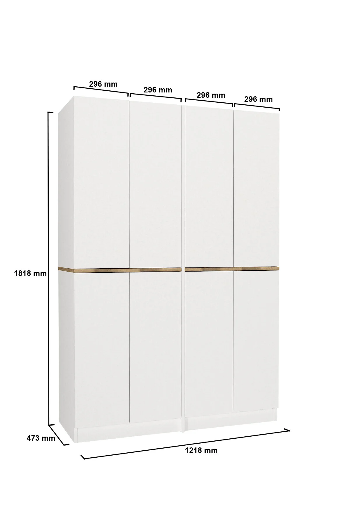 Dorpek 4 Kapaklı Gardırop - 182 cm Y, 122 cm G - Genç Odası ve Yatak Odası Gardırop | Lias