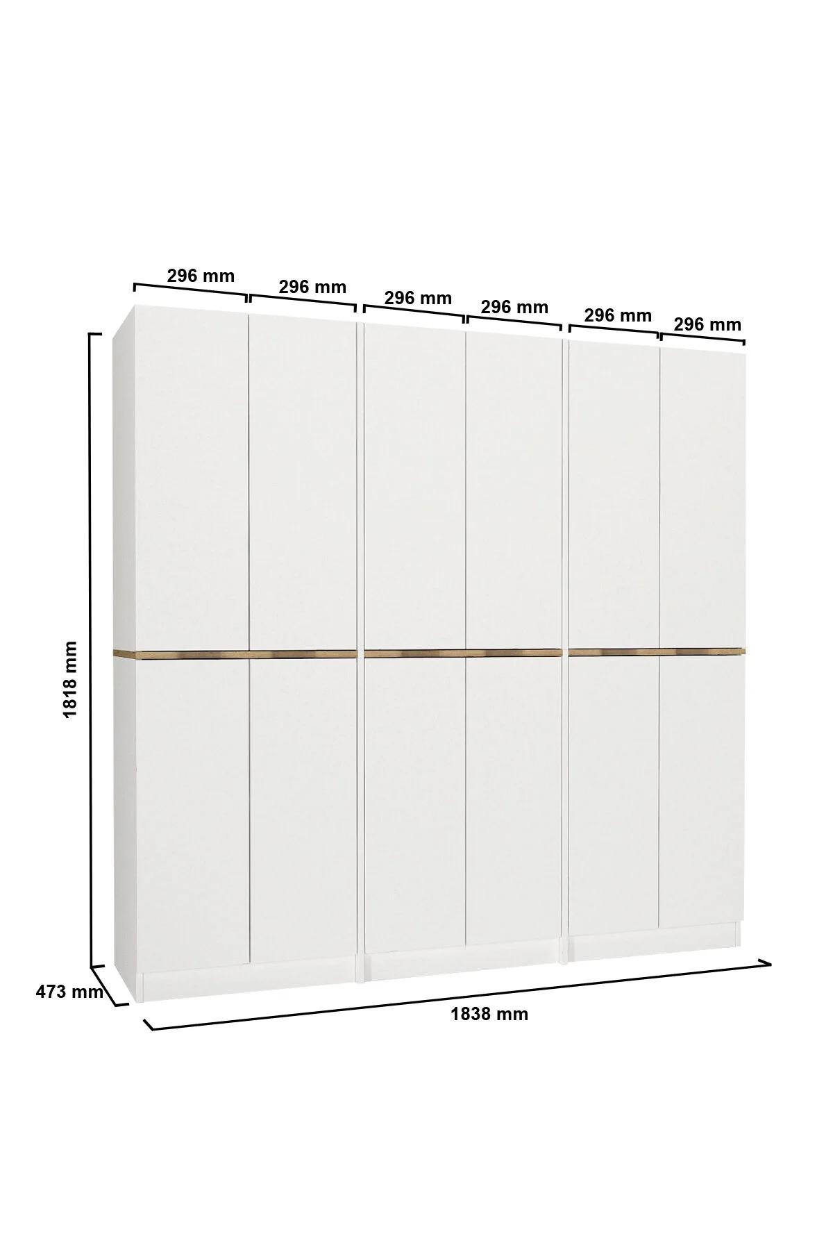 Dorpek 6 Kapaklı Gardırop - 182 cm Y, 184 cm G - Genç Odası ve Yatak Odası Gardırop | Lias