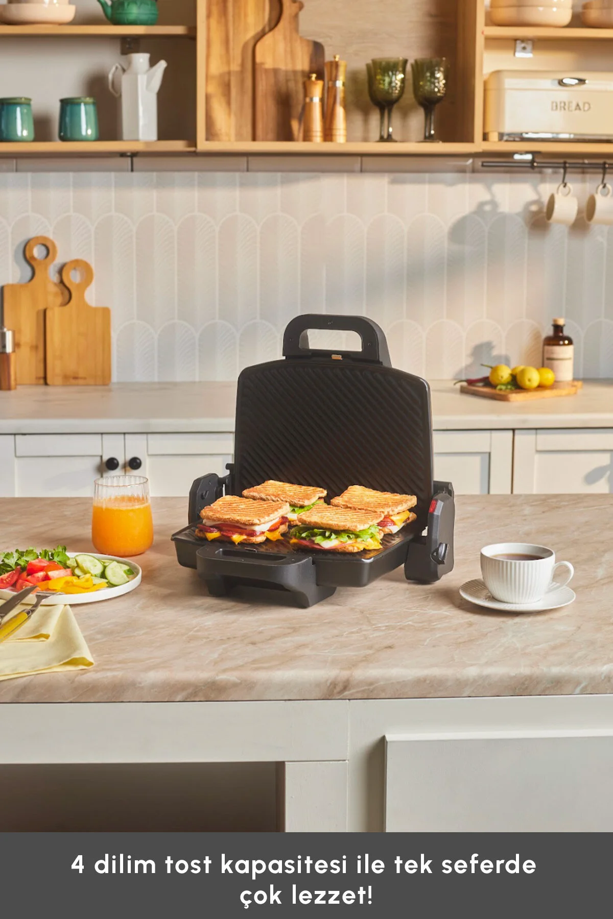 Emsan Future Essential Tost Makinesi Matte Black 1800 W 4 Dilim Kapasiteli