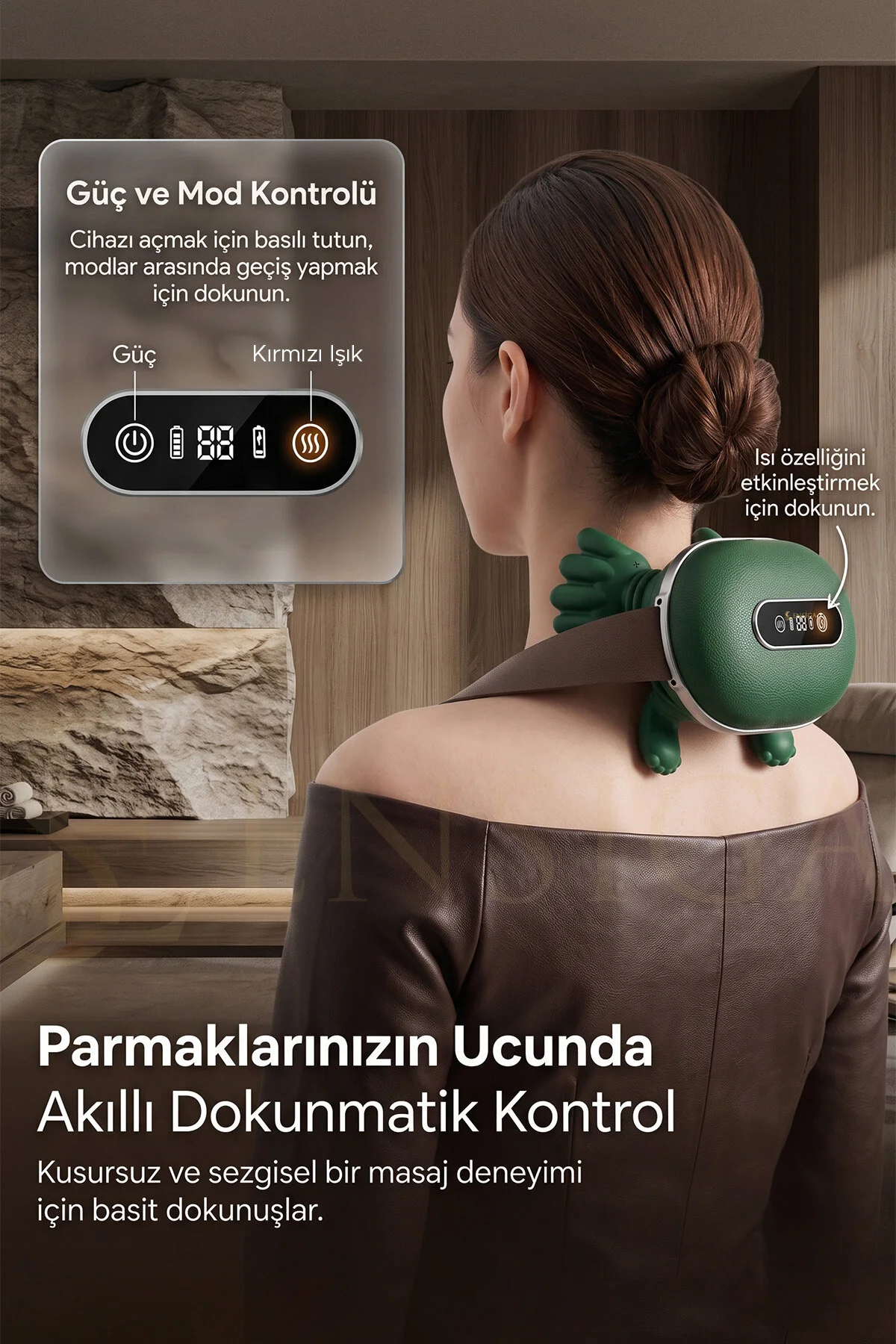 EN SİGA Yeni Nesil Boyun Masaj Aleti 3 Kırmızı Işık Kaplumbağa Terapili 12 Parmaklı LCD ekranlı Yatay Masaj Cihazı
