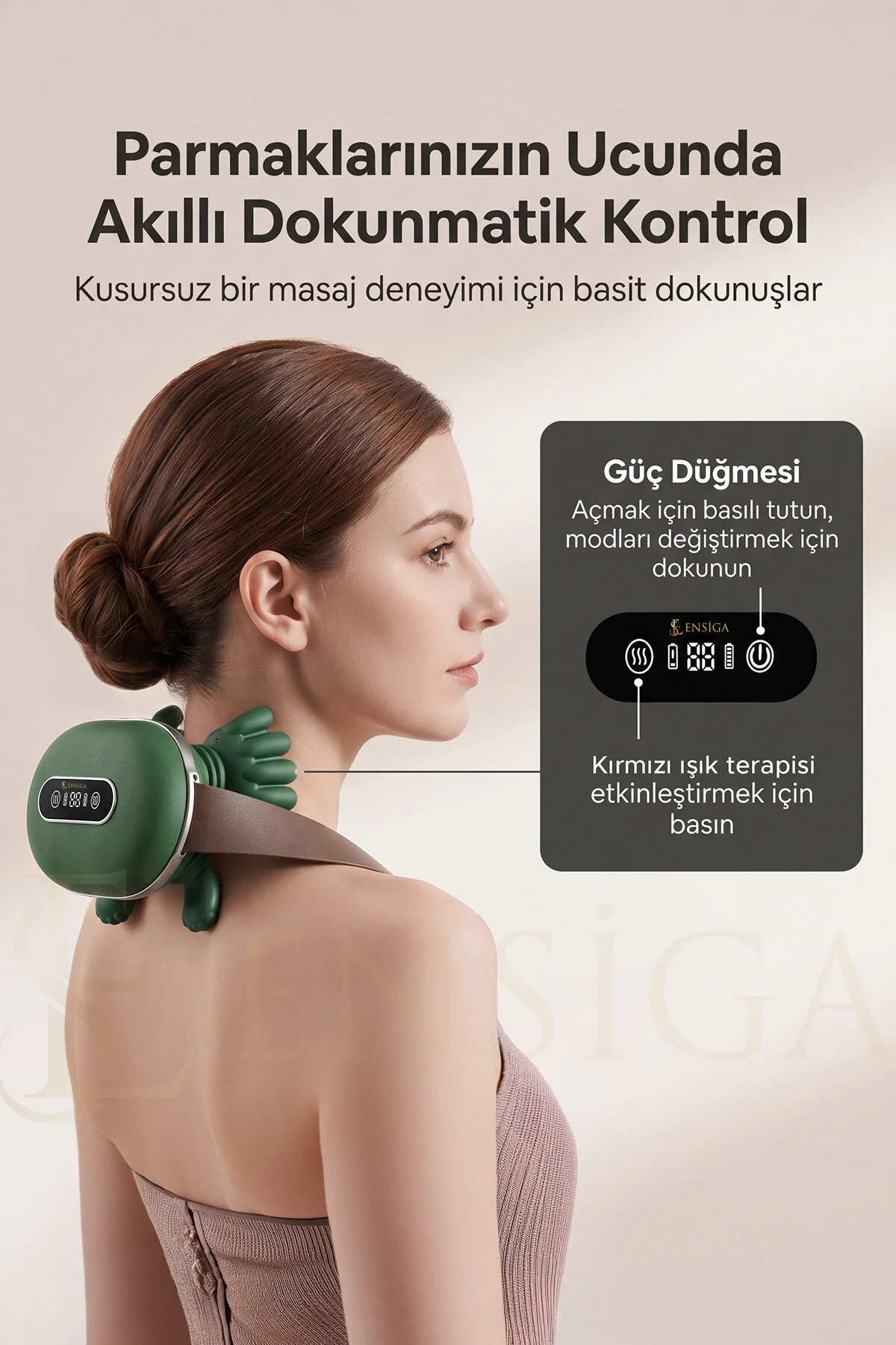 EN SİGA Yeni Nesil LCD ekranlı Yatay Masaj Cihazı Boyun Masaj Aleti 3 Kırmızı Işık Kaplumbağa Terapili 12 Parmaklı