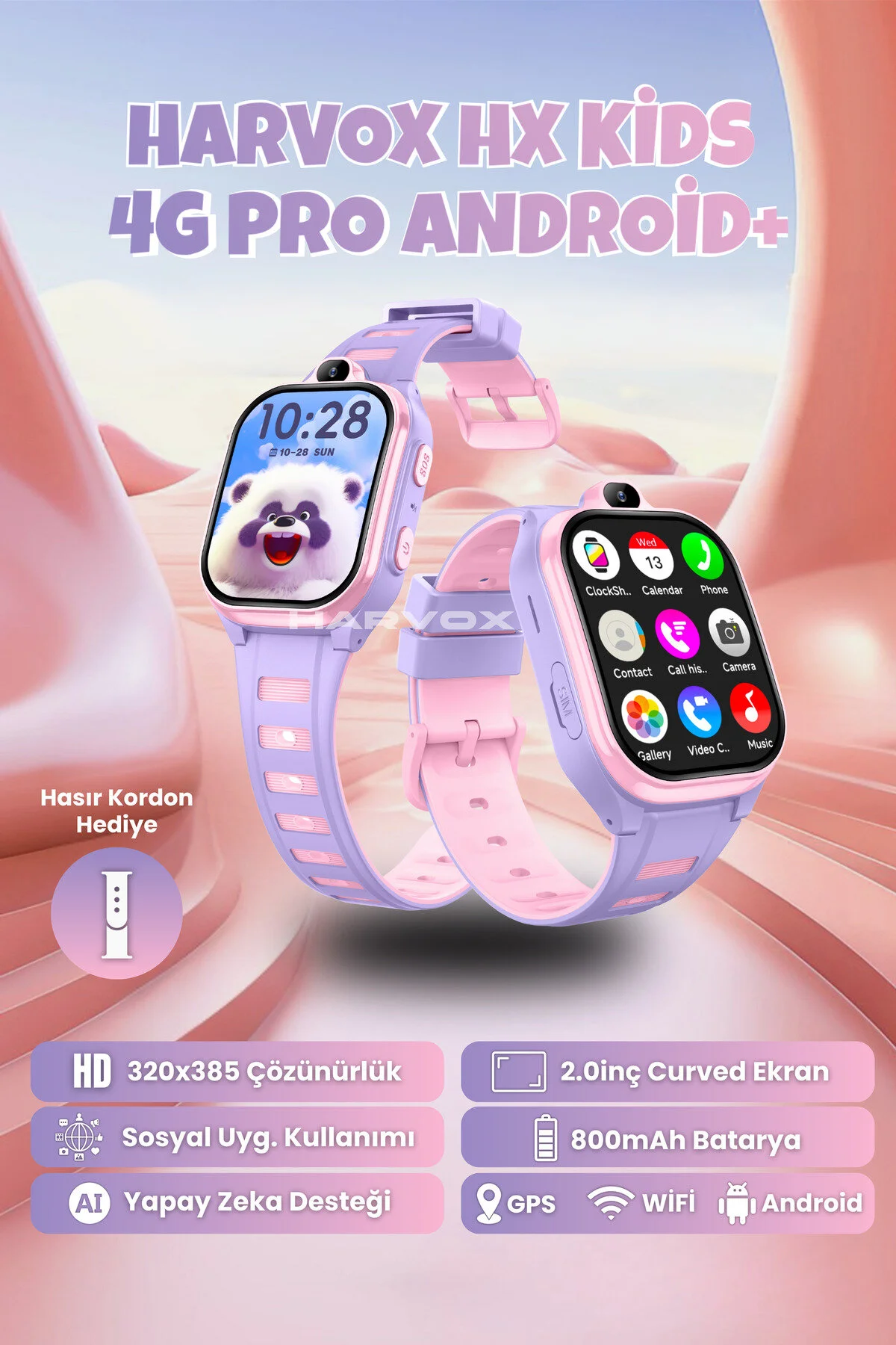 HARVOX HX Kids 4G Pro+ Android Sim Kartlı Gps Akıllı Çocuk Saati Konum Takibi Görüntülü Konuşma 4G Destekli
