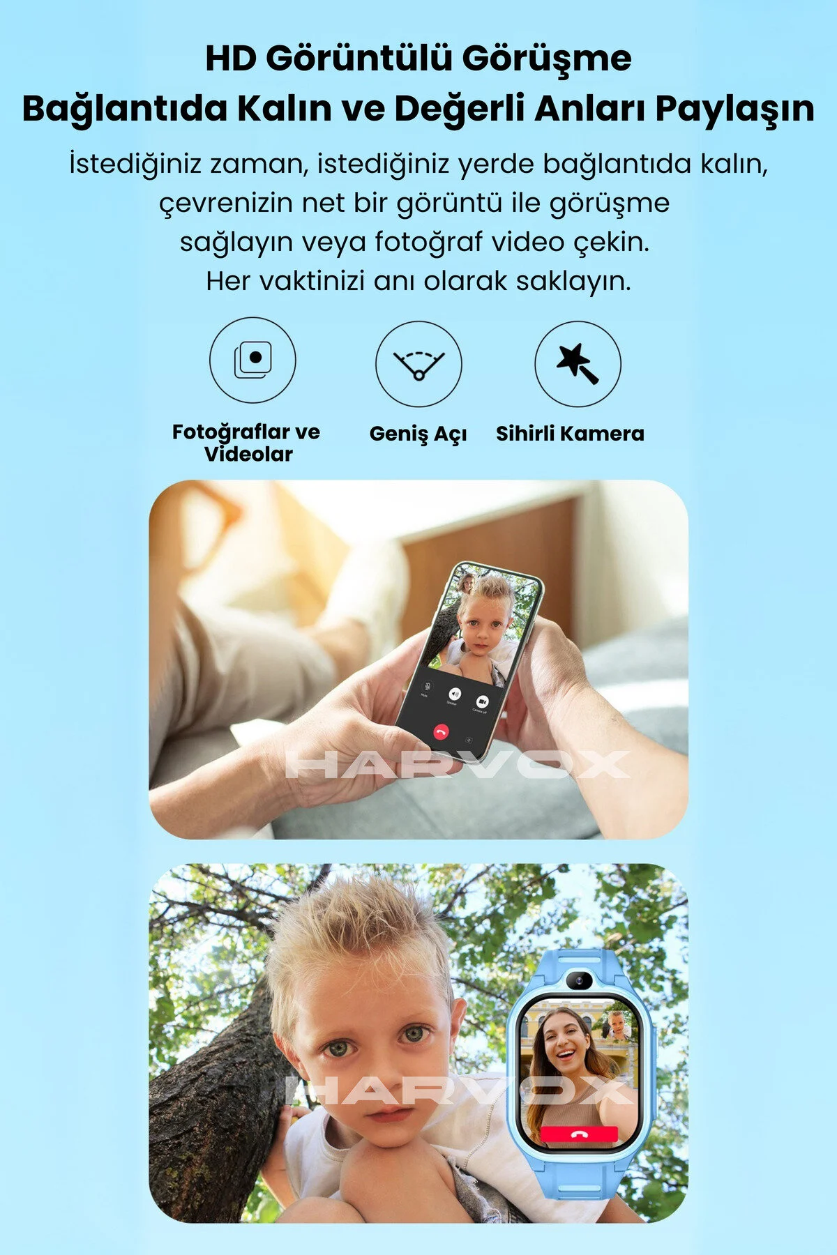 HARVOX HX Kids 4G Pro+ Android Sim Kartlı Gps Akıllı Çocuk Saati Konum Takibi Görüntülü Konuşma 4G Destekli