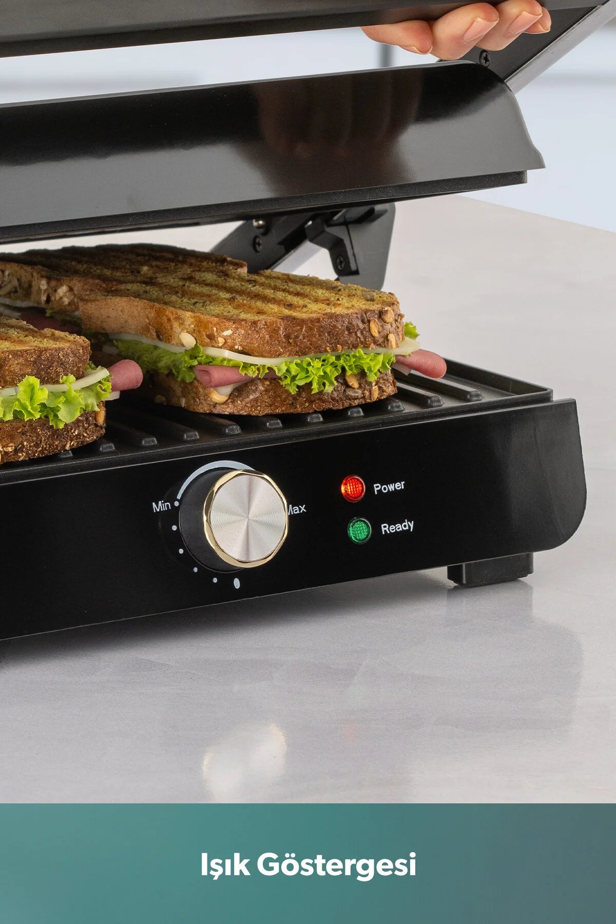 HOMEND Grilliant 1349H 4 Dilim Kapasiteli Gövdeli Döküm Plakalı Tost ve Izgara Makinesi Inox 2000W