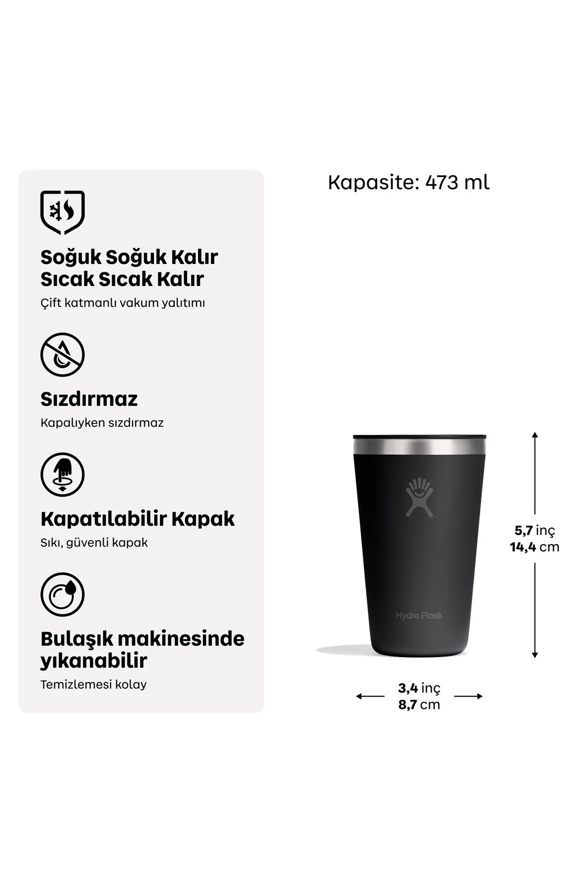 Hydro Flask All Around Tumbler Termos Bardak 473 ml (16 Oz) - Surf Mavi