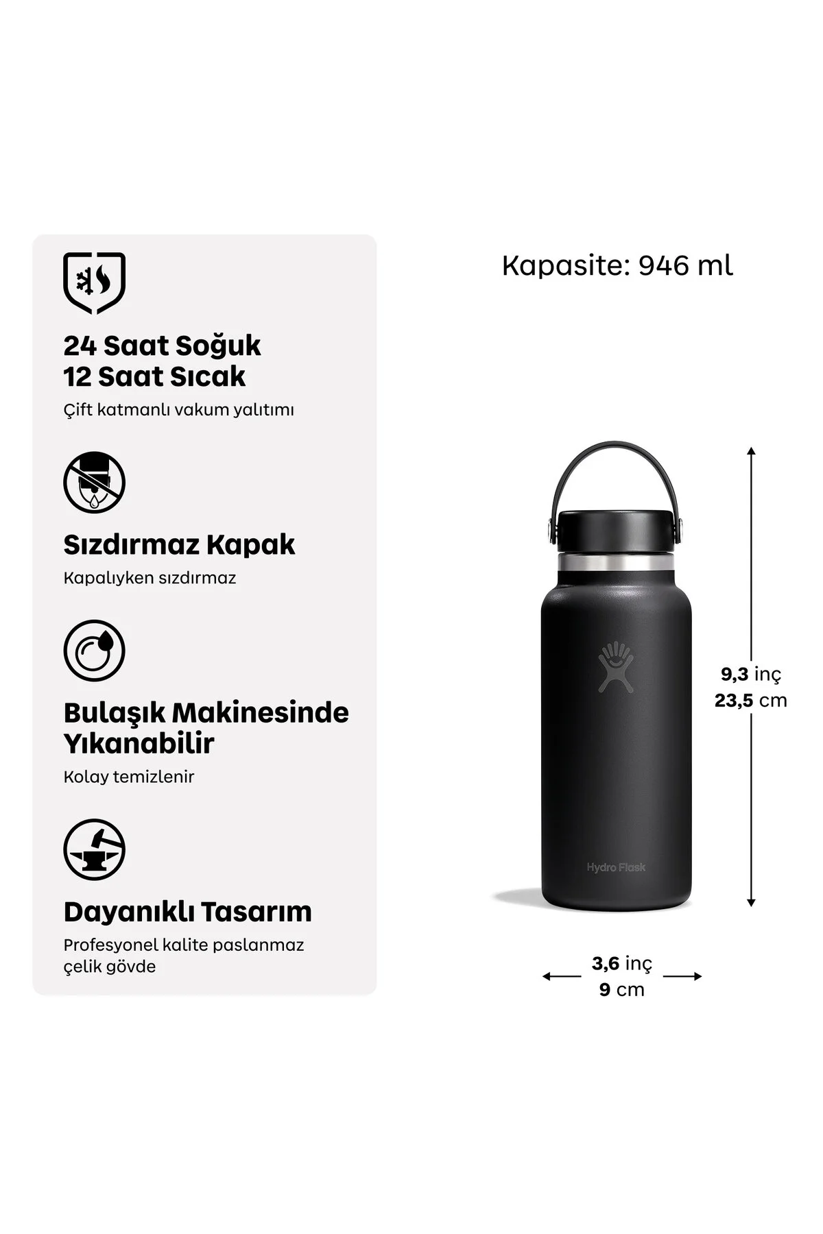Hydro Flask Geniş Kapak Termos 946 ml (32 Oz) - Sunbeam Sarı