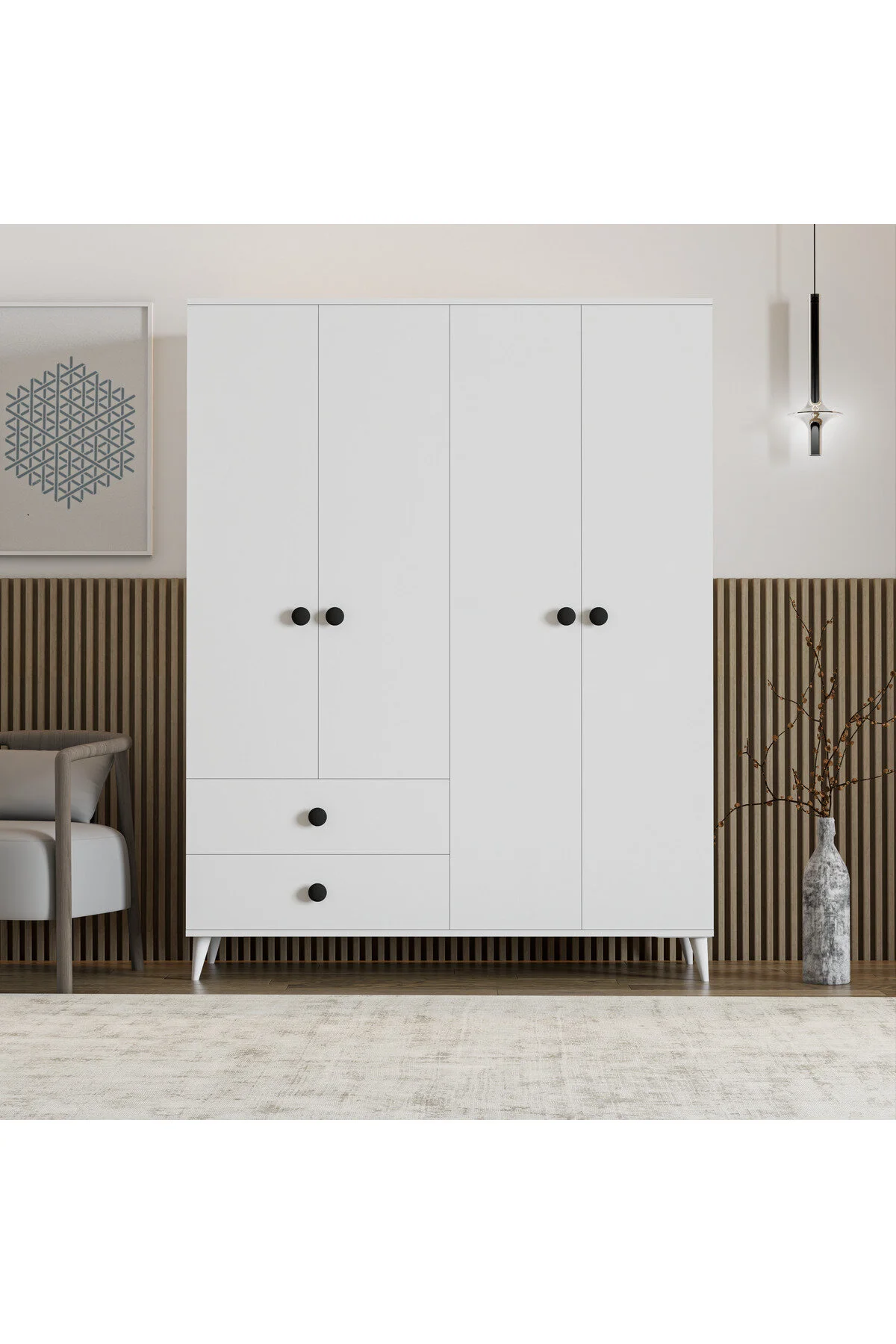 İMBAŞ Opal 4 Kapak 2 Çekmece Gardırop