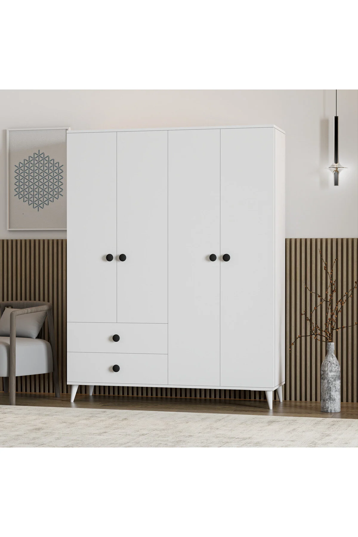 İMBAŞ Opal 4 Kapak 2 Çekmece Gardırop