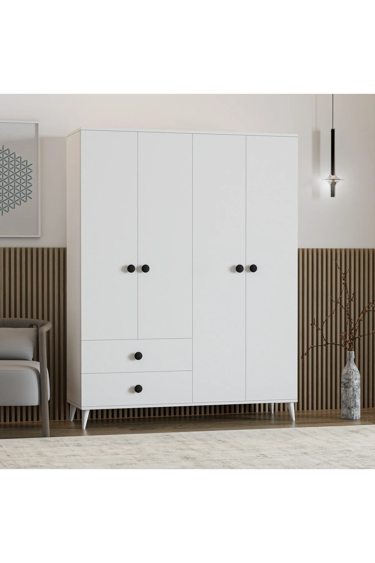 İMBAŞ Opal 4 Kapak 2 Çekmece Gardırop