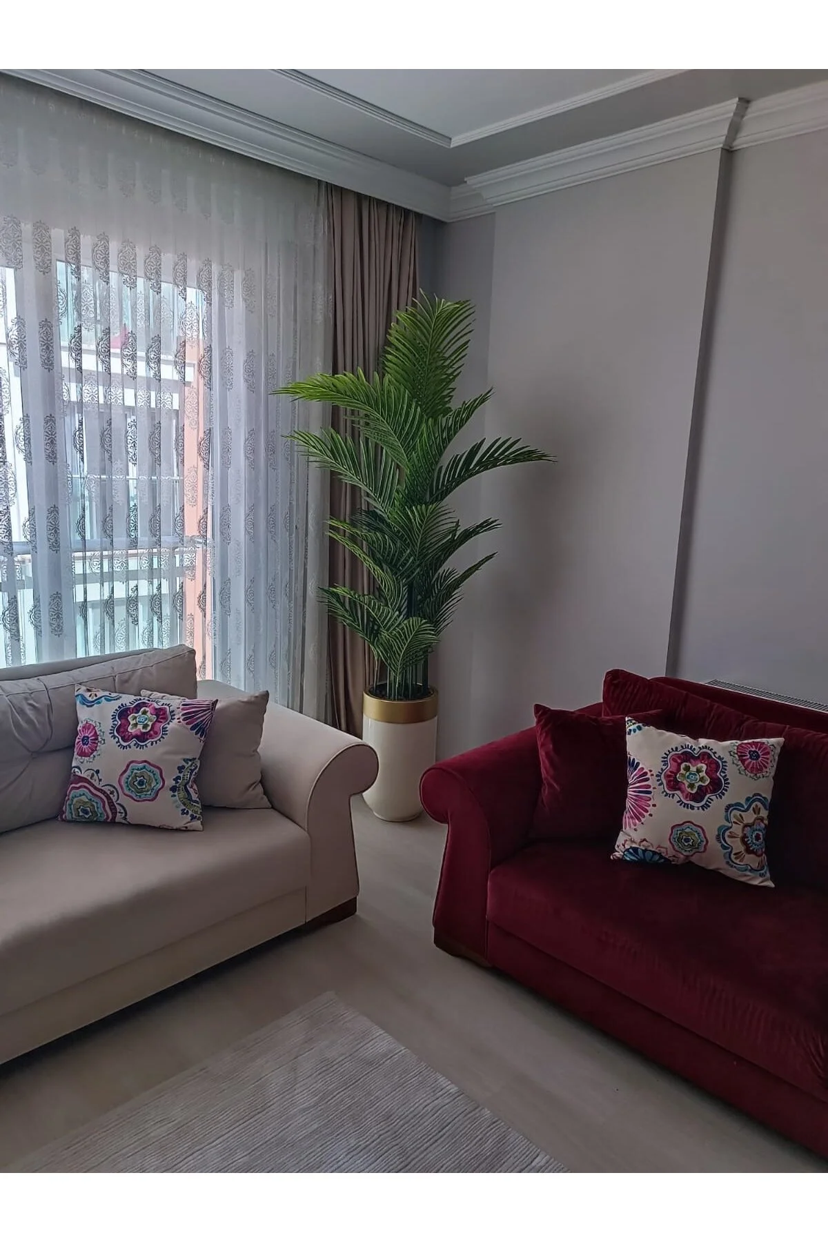 İremÇiçekçilik Yapay Çiçek Uygula 210 Cm 18 Yaprak Areka Yapay Ağaç Yapay Çiçek Uygula Salon Çiçeği Yapay Çiçek